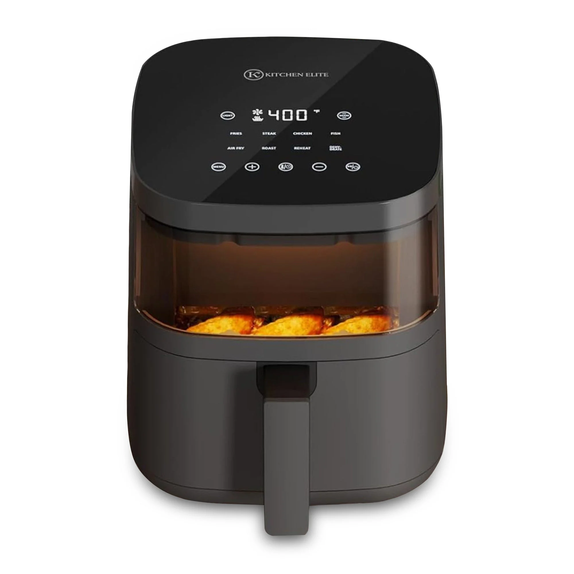Kitchen Elite 4 Qt Digital Air Fryer Oven Cooker with Window, Touchscreen, Gray