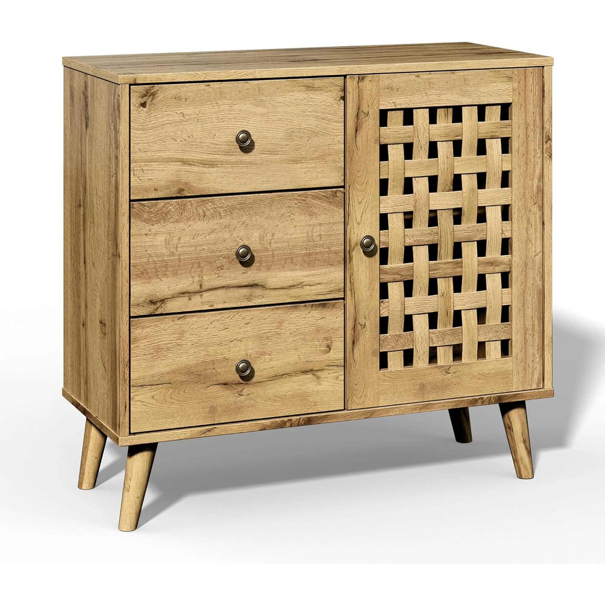 RoyalCraft Accent Storage Cabinet Sideboard Drawers Adjustable Shelves Natural
