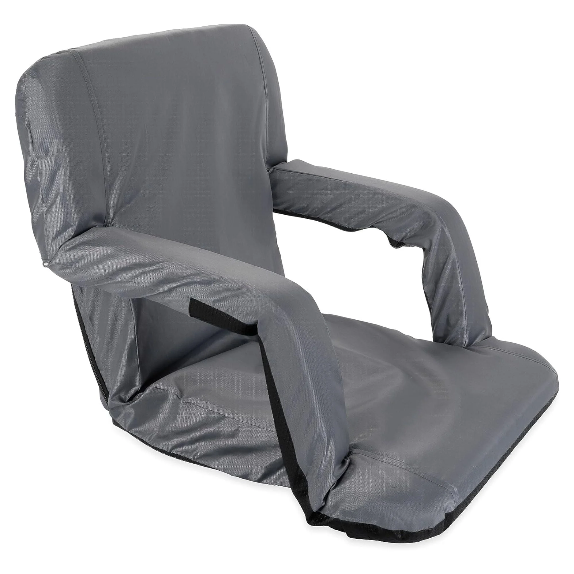 Camco 4 Pack Stadium Seat Foldable Padded Back Support Cushion , Armrests, Grey