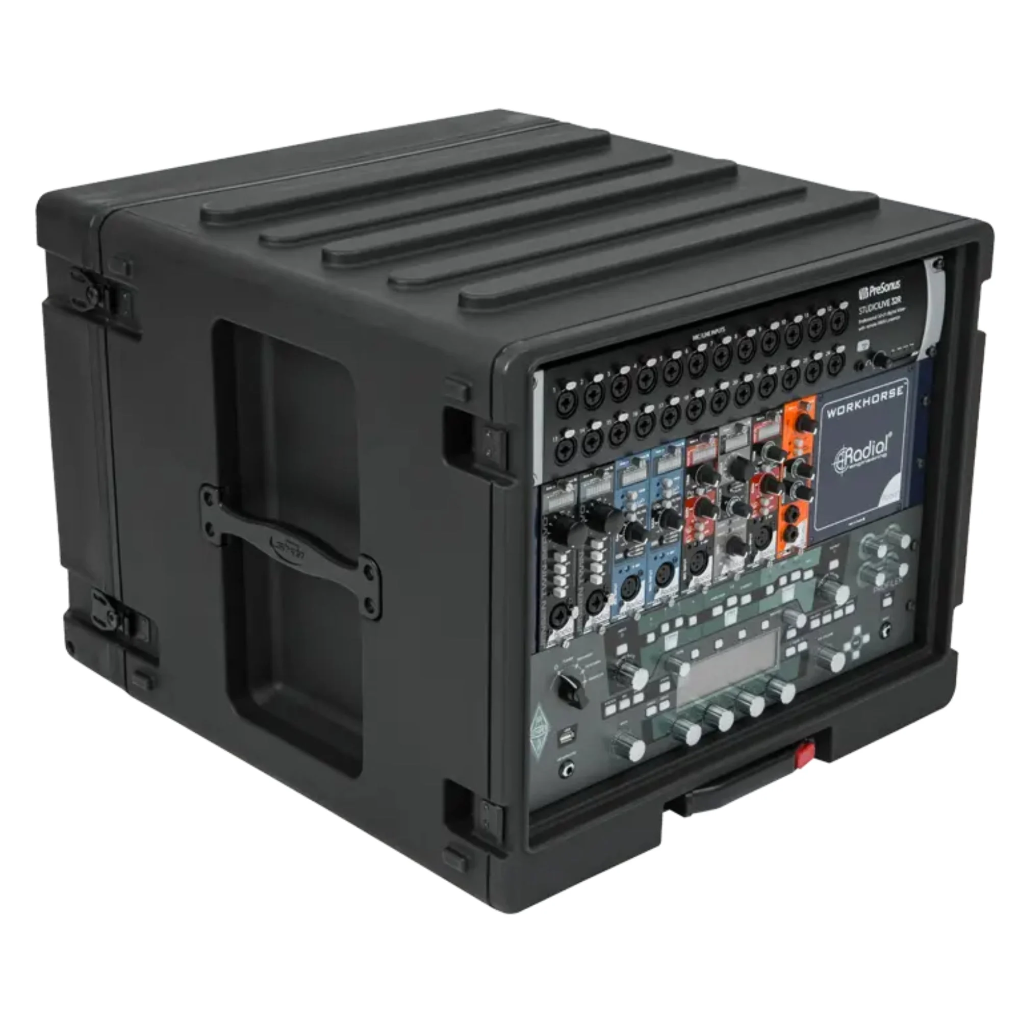 SKB 8U rSeries Rolling Rack with Integrated Back Wheels and 1-Touch Pull Handle