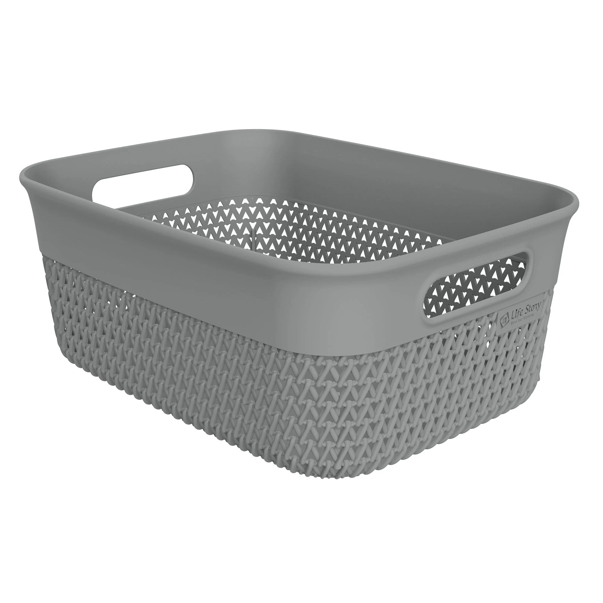 Life Story 10 Qt Decorative Storage Basket, Medium Plastic Home Organizer, Gray