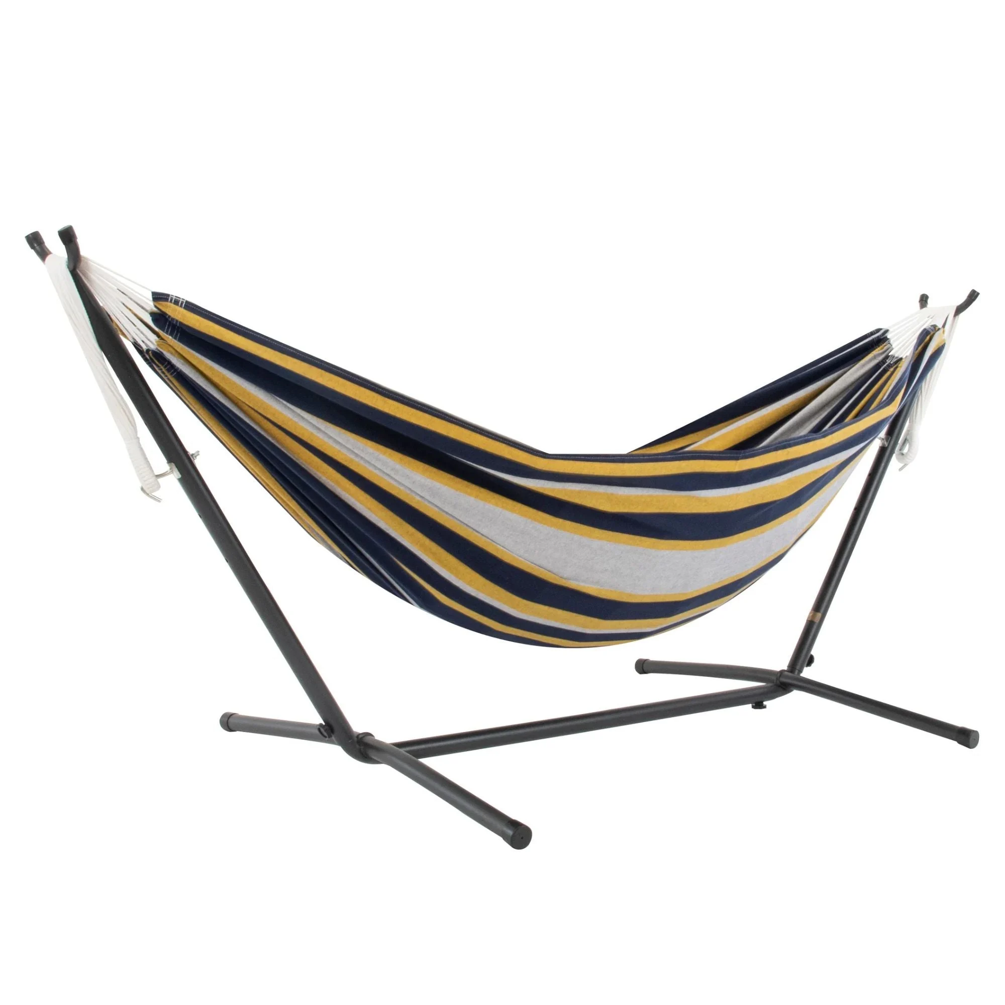 Vivere Double Cotton Hammock, Comfortable Daybed with Steel Stand, 9', Serenity