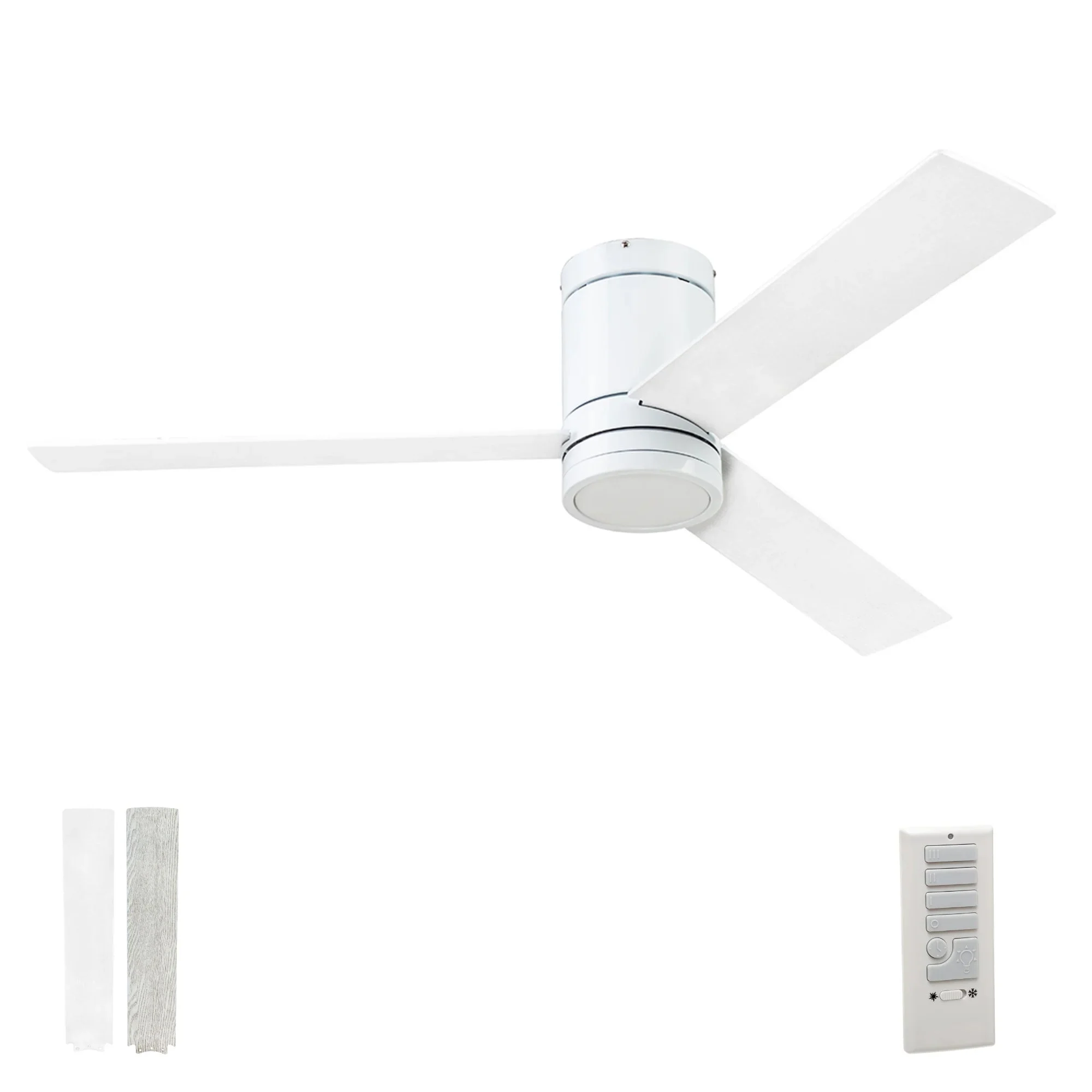 Prominence Home 52" Ceiling Fan, LED Light, Remote, Flush Mount, Espy, White