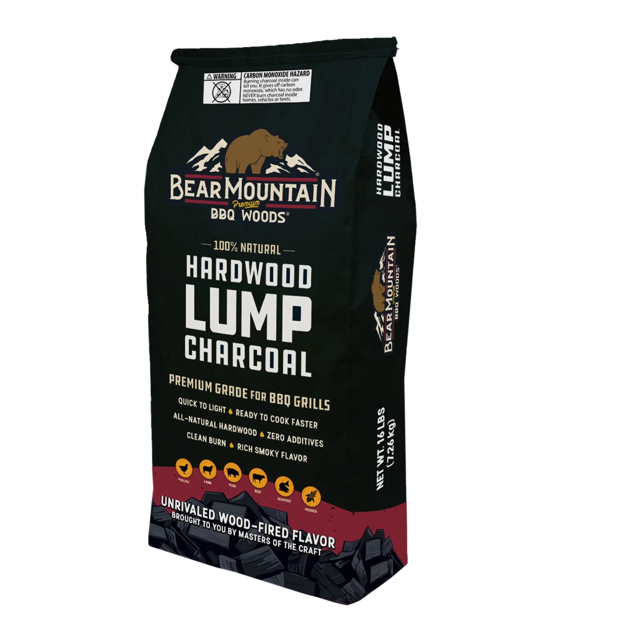 Bear Mountain BBQ Hardwood Lump Charcoal, Premium Grade for BBQ Grills, 16 Lbs