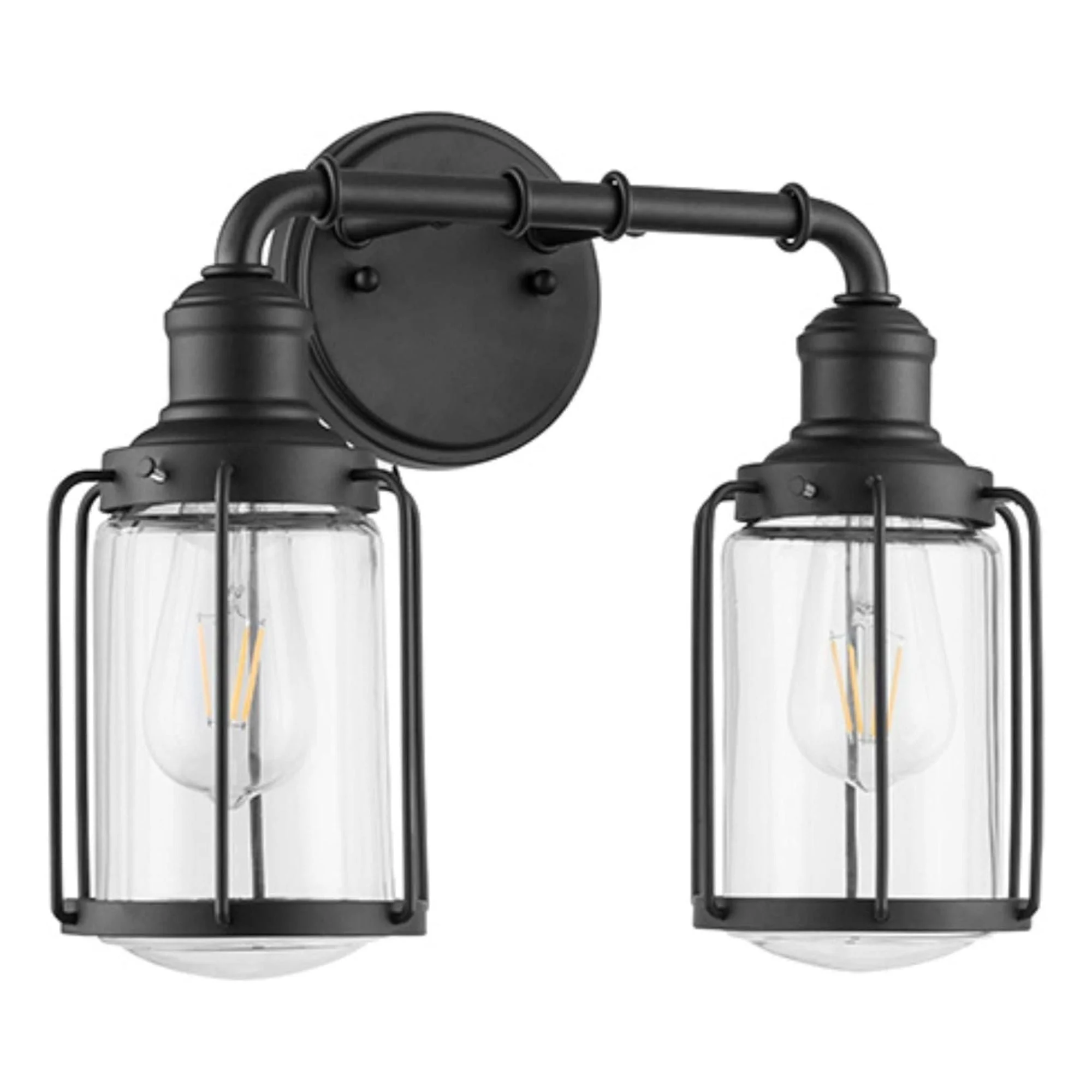 Prominence Home Lincoln Woods 2 Light Industrial Bathroom Vanity Light, Black