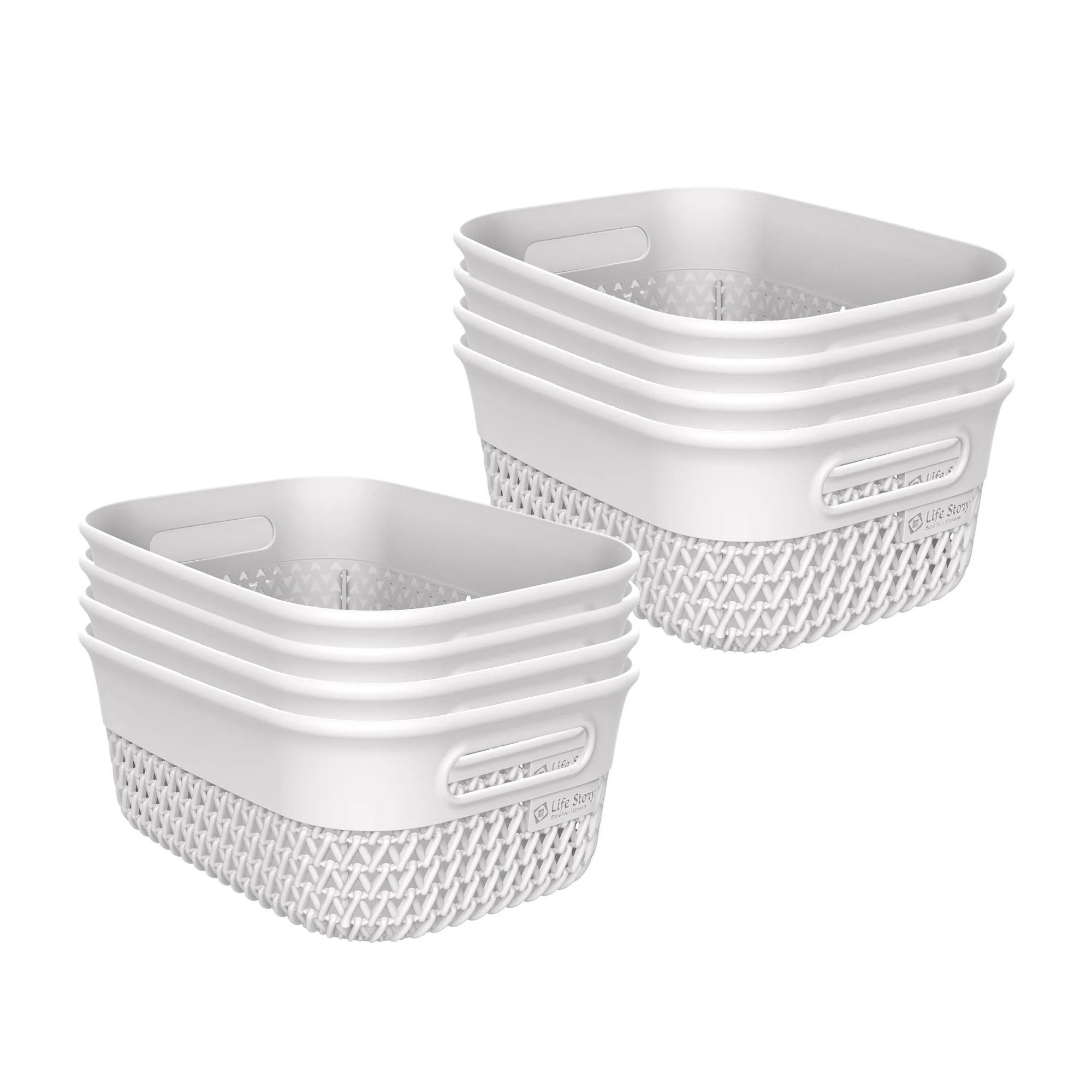 Life Story 4 Qt Decorative Storage Basket, Small Home Organizer, White, 8 Pack