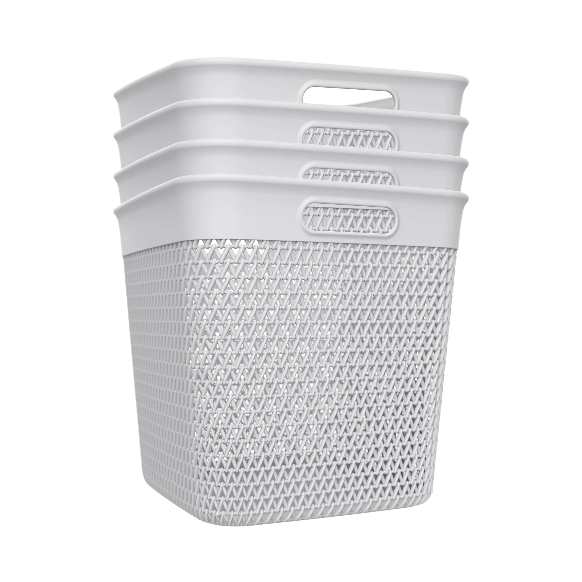 Life Story 26 Quart Decorative Storage Basket, XL Home Organizer, White, 4 Pack