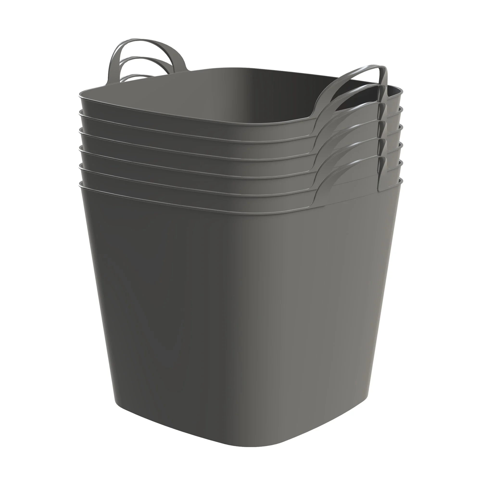 Life Story 26 Qt Flexi Tub, Versatile Storage Tote, Home Organizer, Gray, 6 Pack