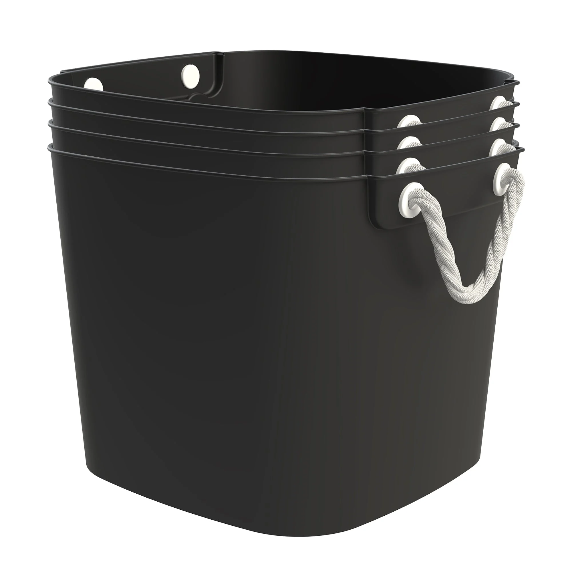 Life Story 42 Qt Flexi Tub, Versatile Storage Tote, Home Organizer, Black 4 Pack