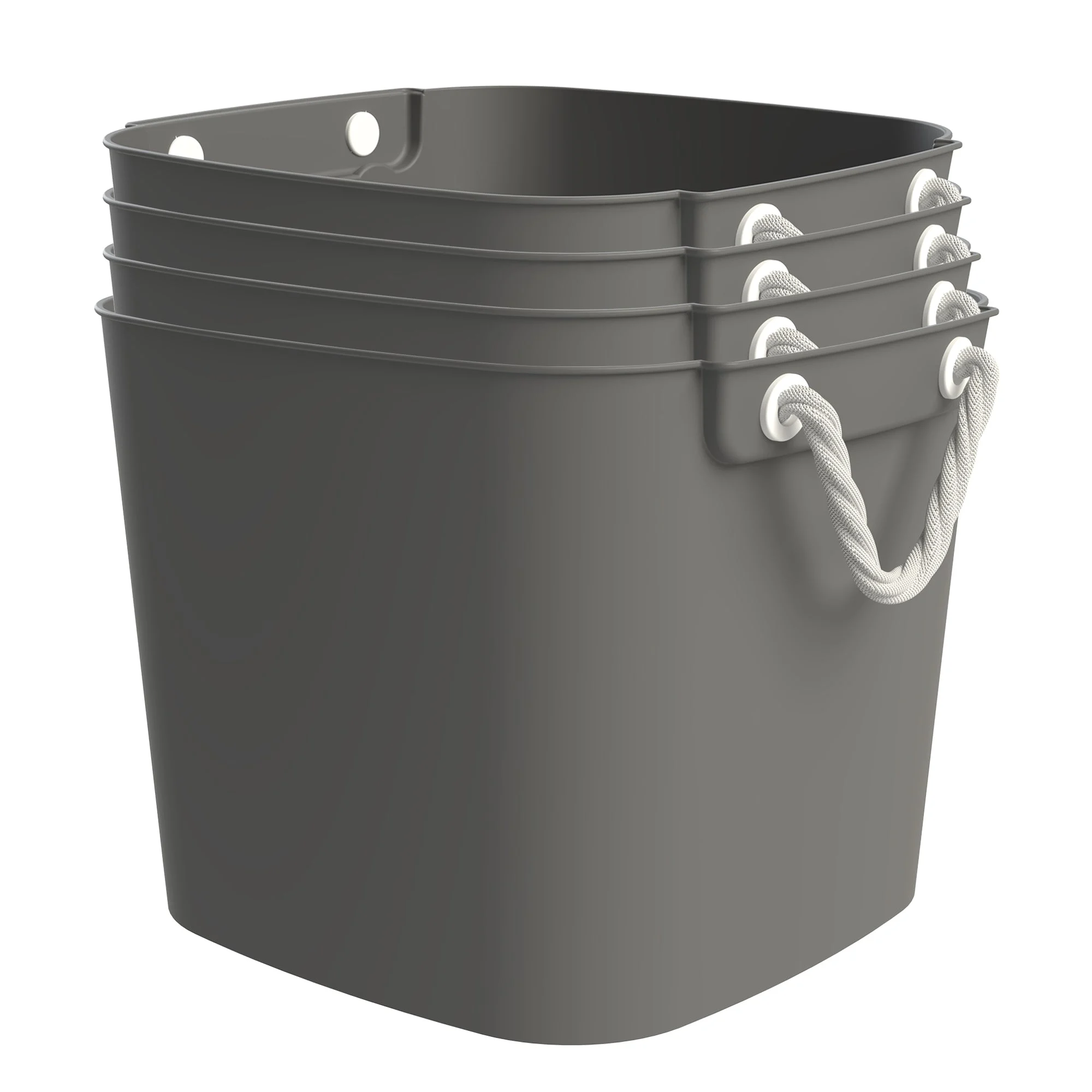 Life Story 42 Qt Flexi Tub, Versatile Storage Tote, Home Organizer, Gray, 4 Pack