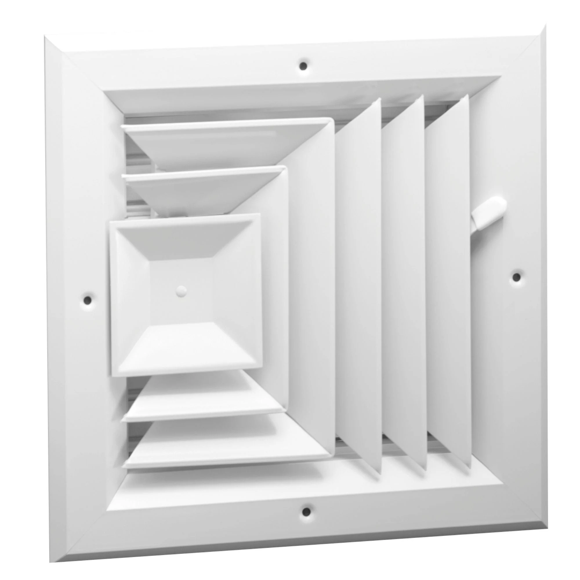 Hart & Cooley 10x10 Aluminum 3-Way Ceiling Diffuser, Multi-Shutter Damper, White