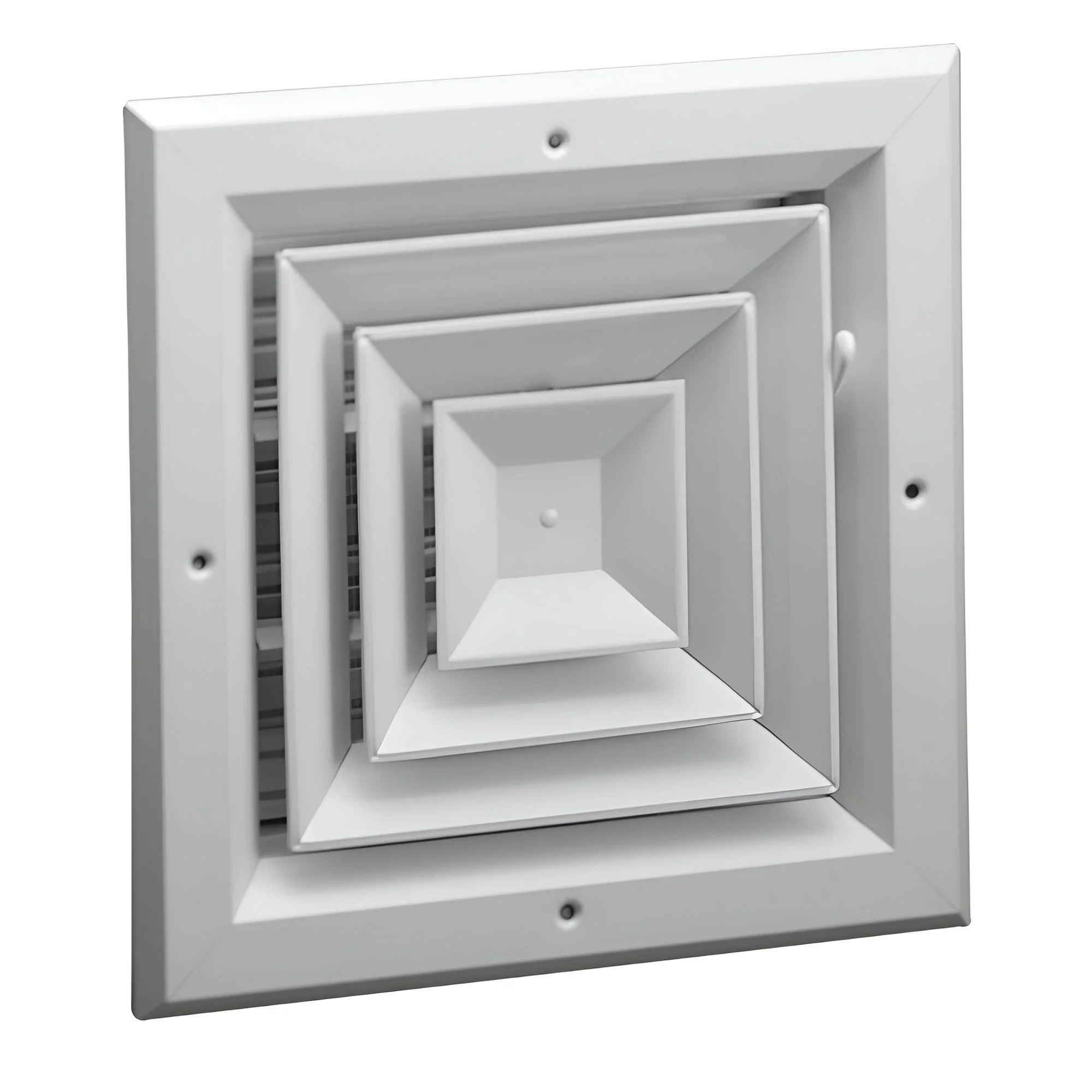 Hart & Cooley 8x8 Aluminum 4-Way Ceiling Diffuser, Multi-Shutter Damper, White