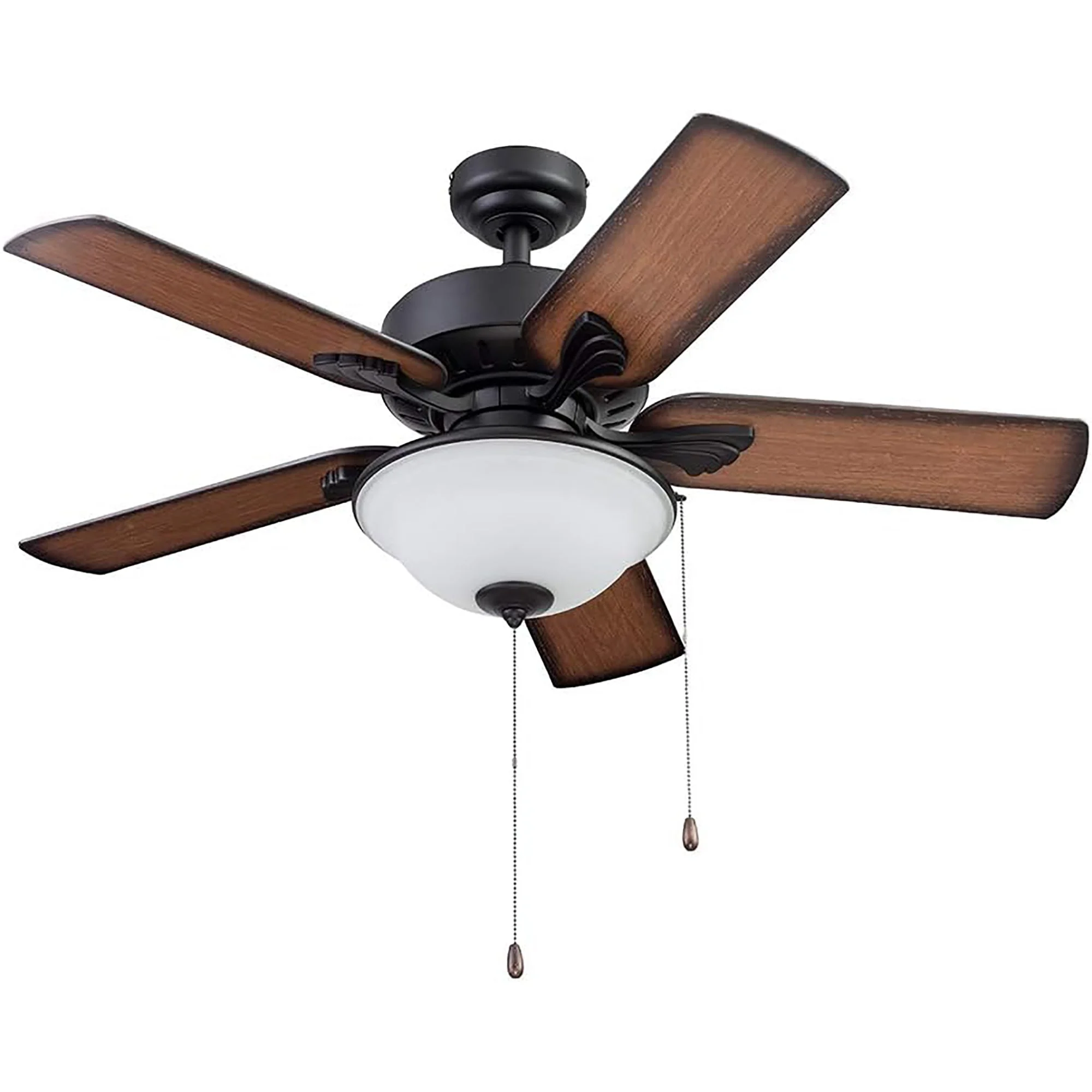 Portage Bay Viretta 42" Ceiling Fan with Light, Quiet Motor & Pull Chain, Black