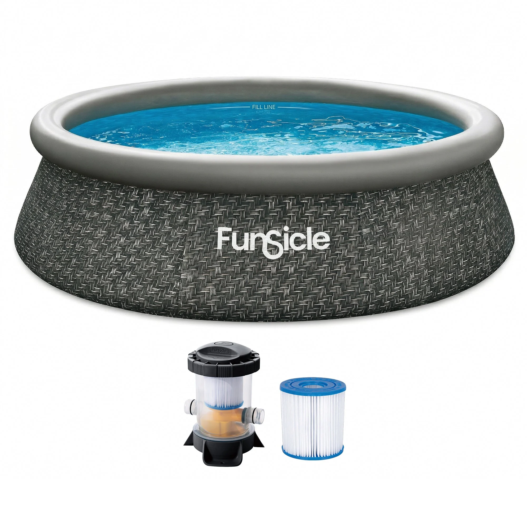 Funsicle 10' x 30" QuickSet Ring Top Above Ground Swimming Pool Dark Herringbone
