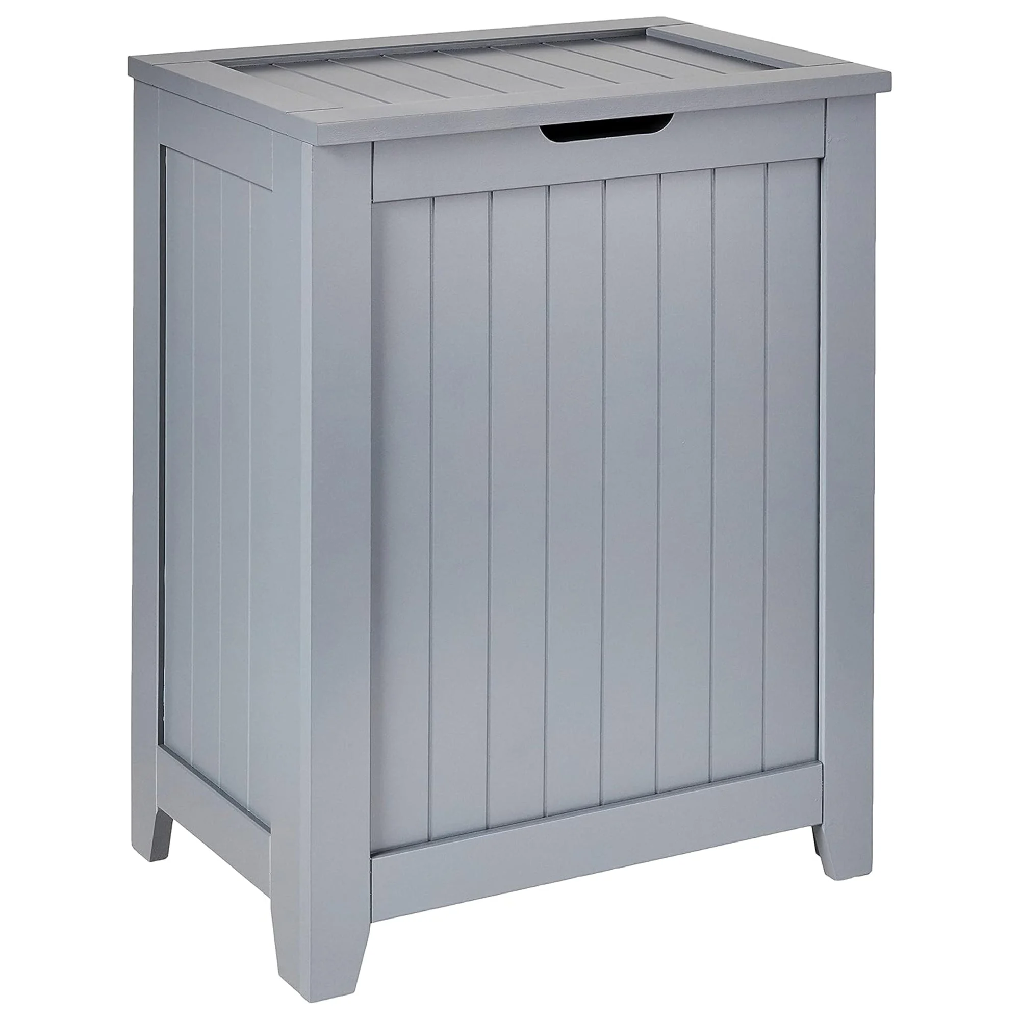 Redmon Contemporary Wooden Clothes Hamper for Bedroom and Laundry Room, Gray