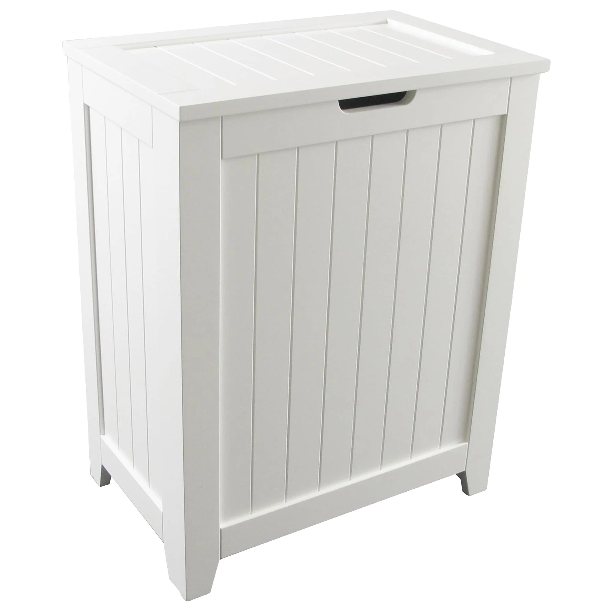 Redmon Contemporary Wooden Clothes Hamper for Bedroom and Laundry Room, White