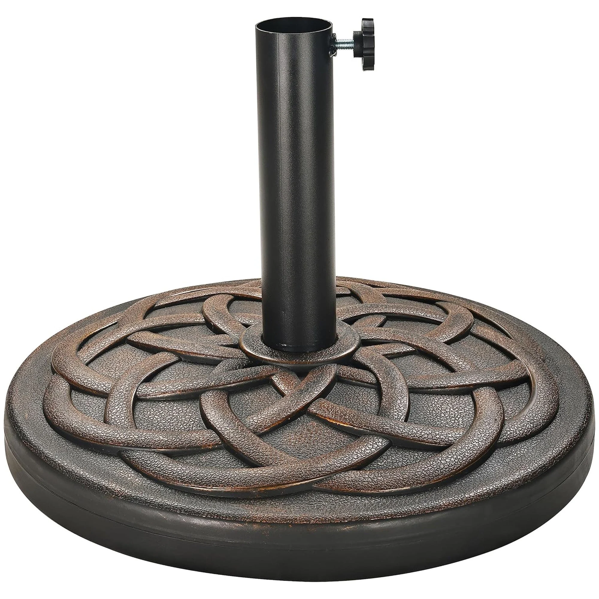 Elevon 35 Pound Round Outdoor Umbrella Base for Garden and Patio, Bronze