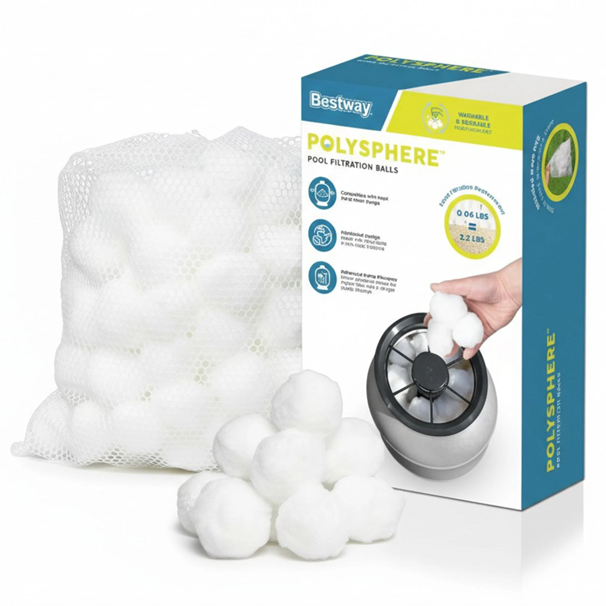 Bestway Polysphere Pool Filtration Balls, Washable/Reusable for Easy Maintenance