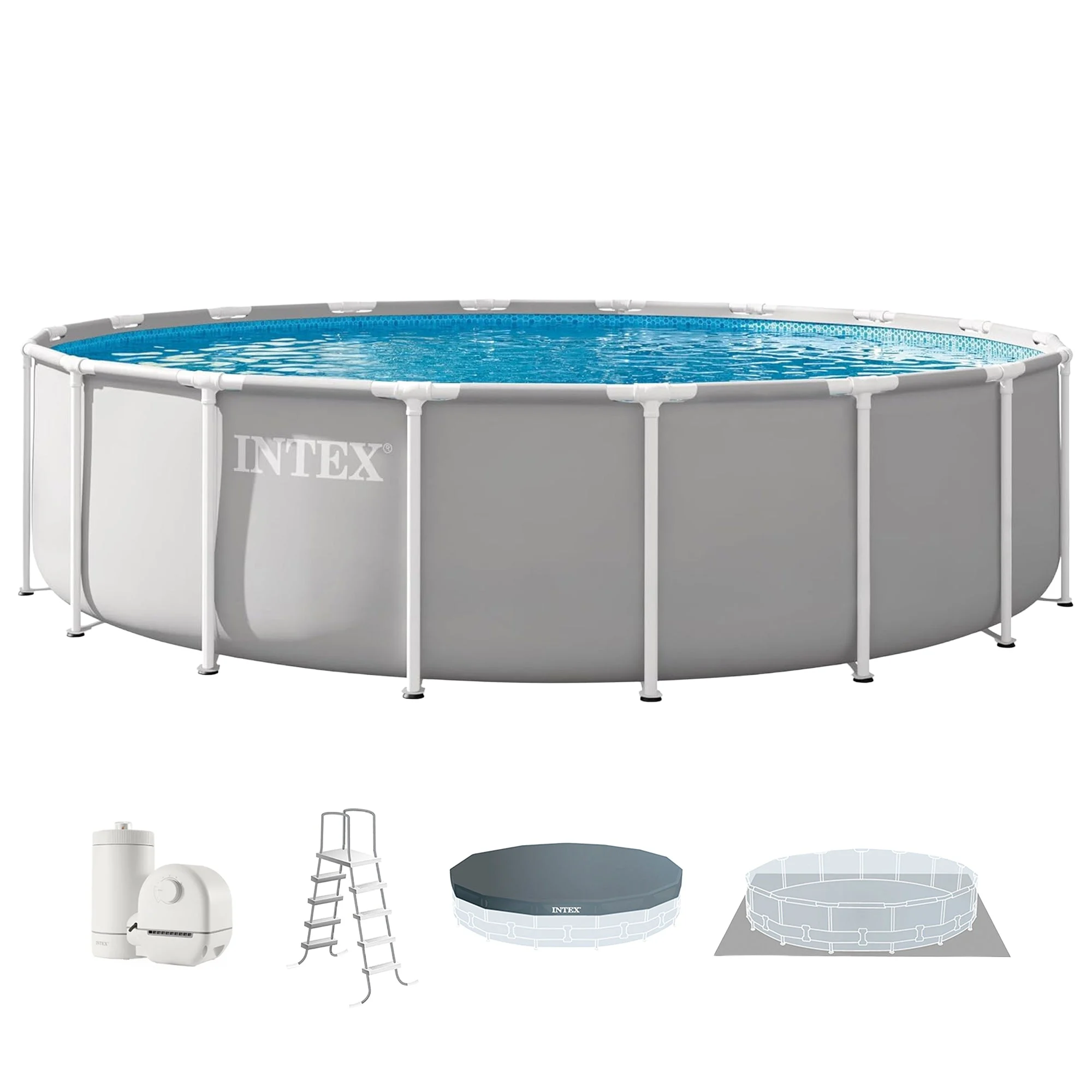 INTEX Prism Frame 18ft x 48in Premium Above Ground Pool Set with Filter Pump