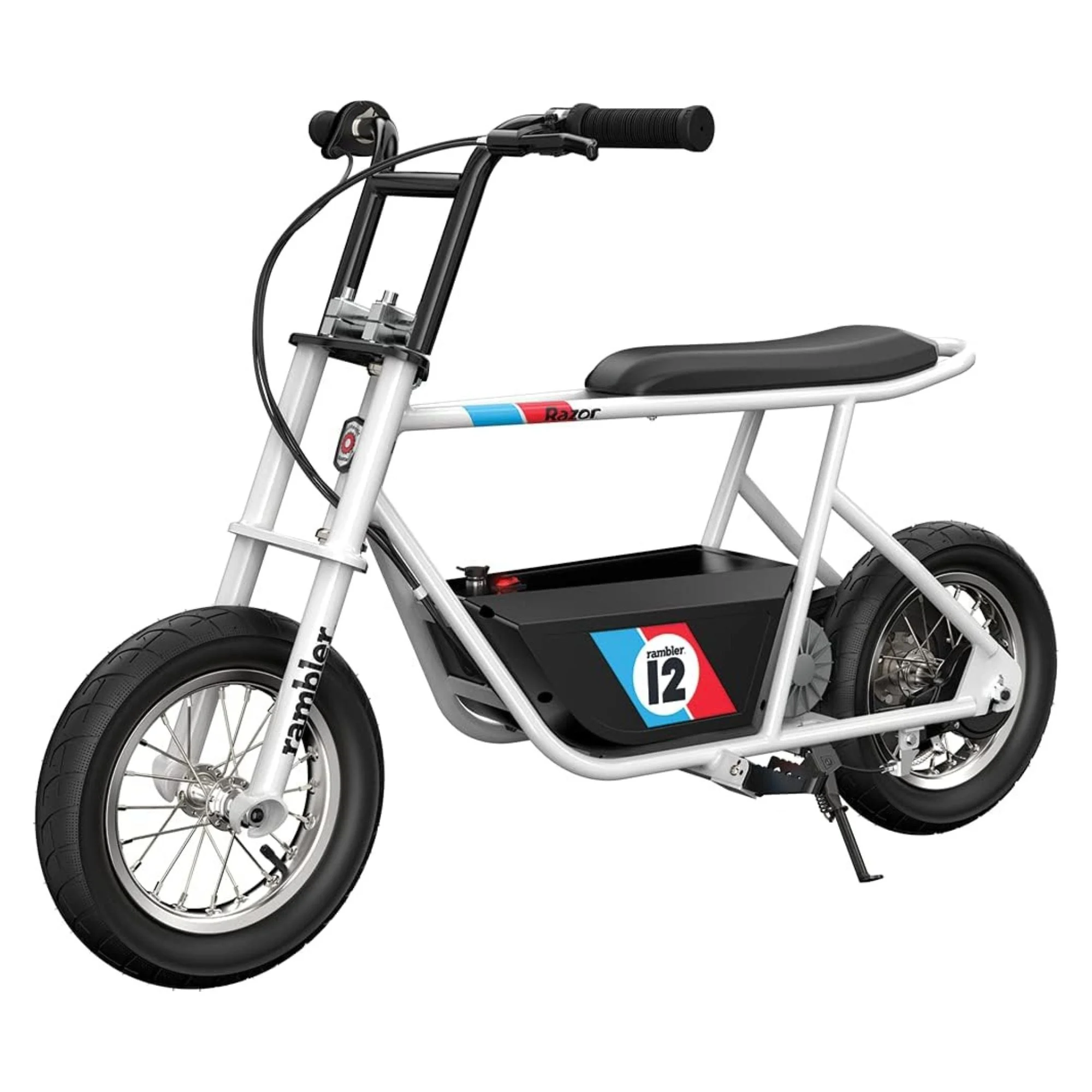 Razor Rambler 12 Electric Retro Minibike w/ 250W Motor & 24V Battery, White