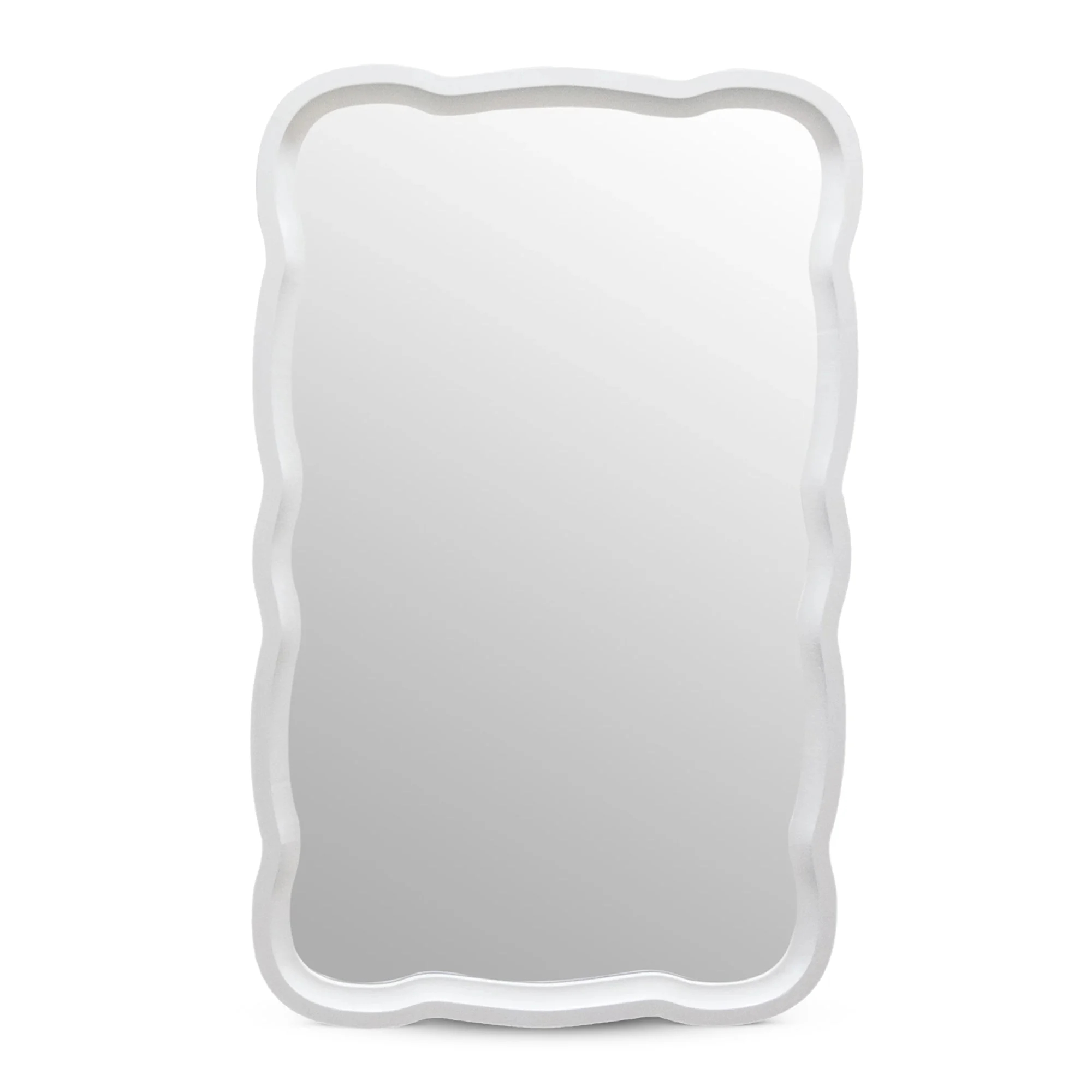 COZAYH Curved Wood Frame Accent Mirror, Modern Farmhouse Wall Decor, White