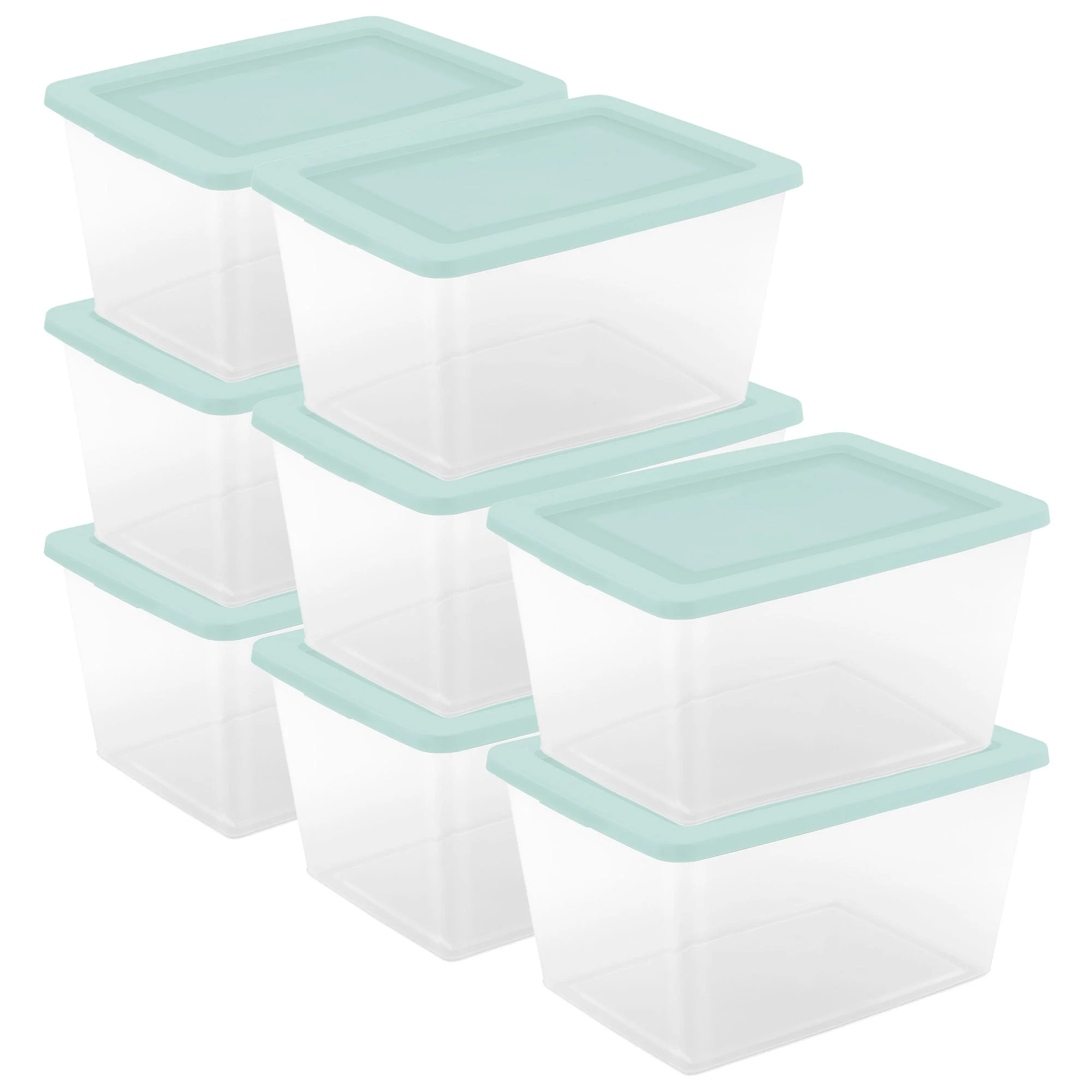 Sterilite 58 Qt Storage Boxes, Clear Plastic Containers with Lid, Set of 8, Mint
