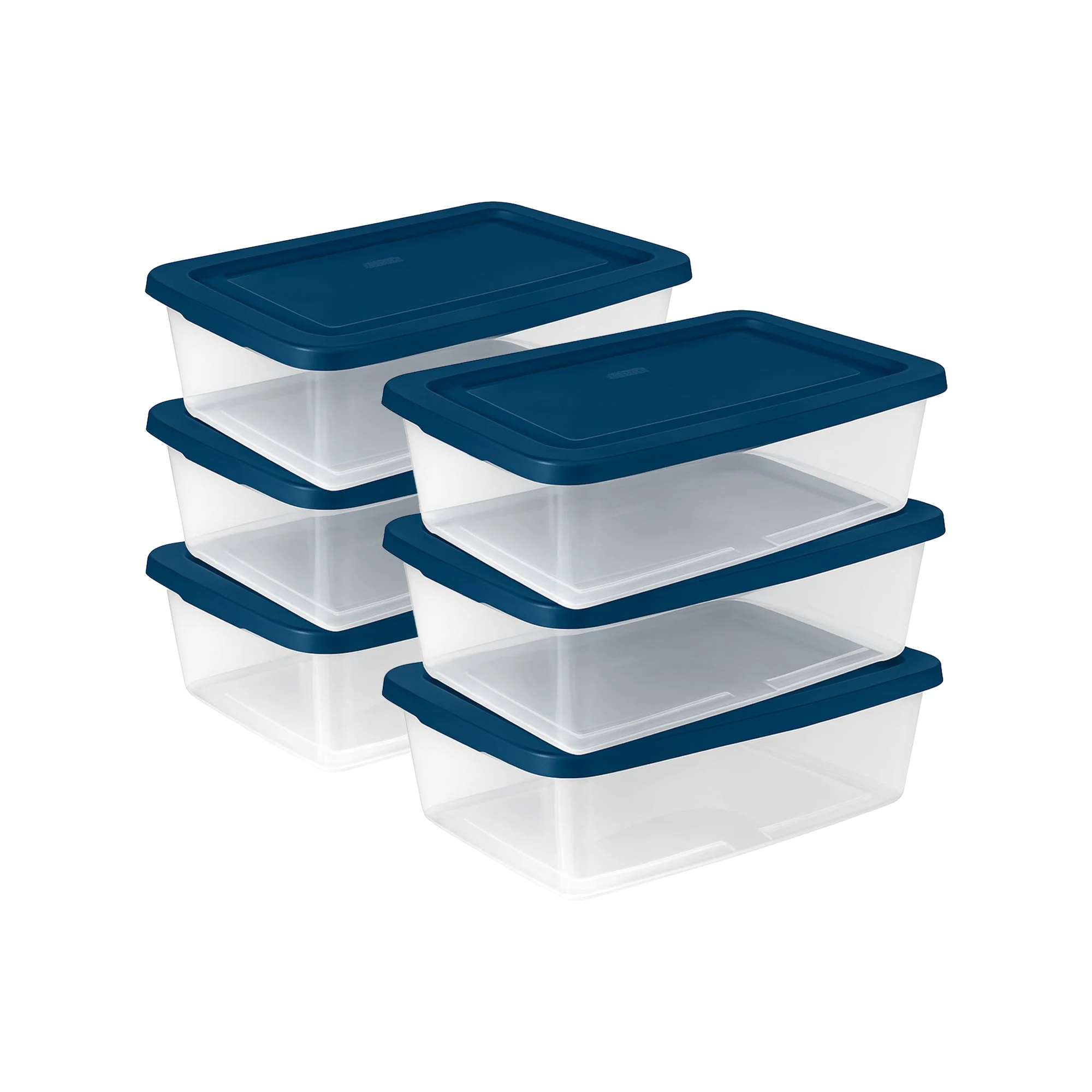 Sterilite 12 Qt Storage Boxes Clear Plastic Containers with Lid, Set of 12, Blue