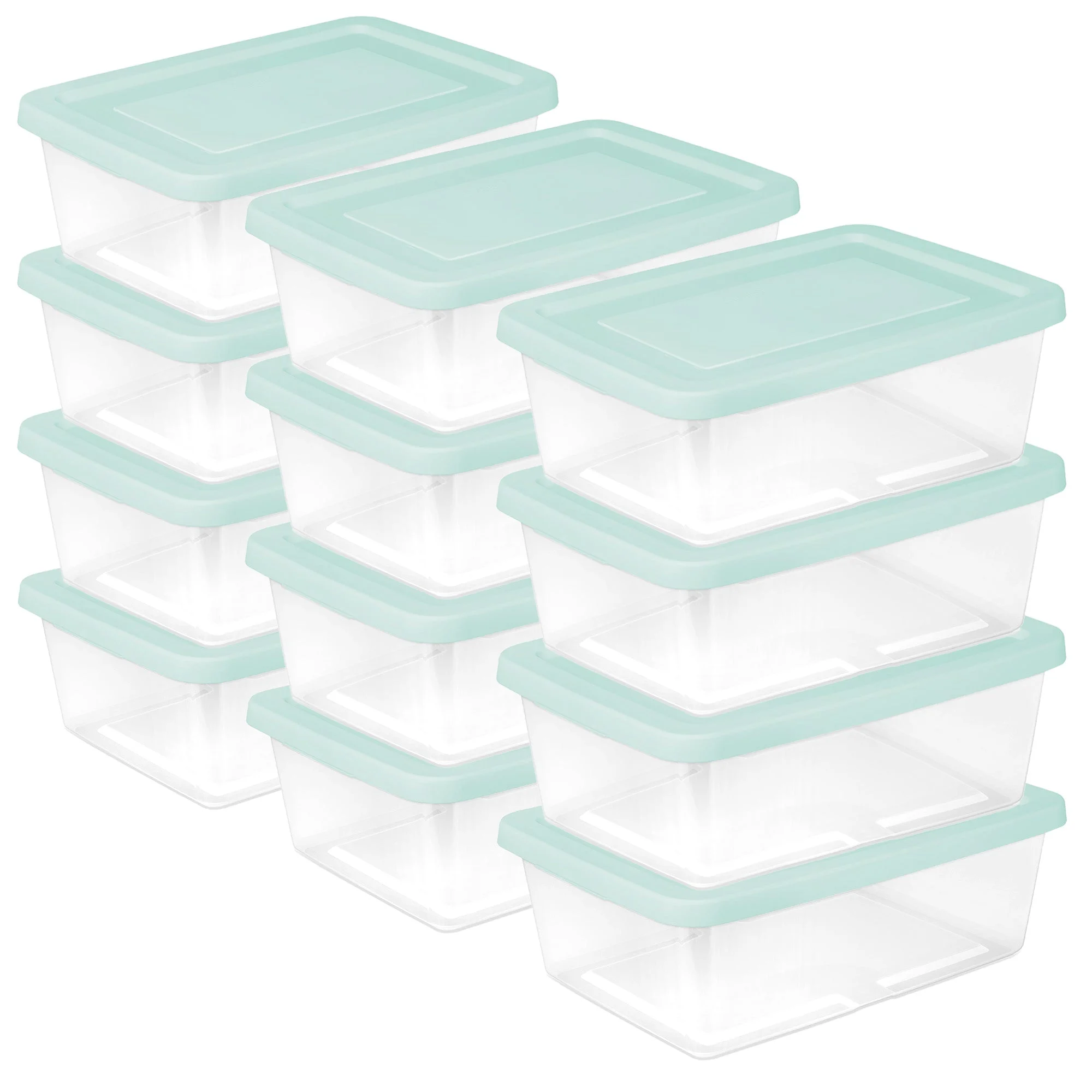 Sterilite 12Qt Storage Boxes, Clear Plastic Containers with Lid, Set of 12, Mint