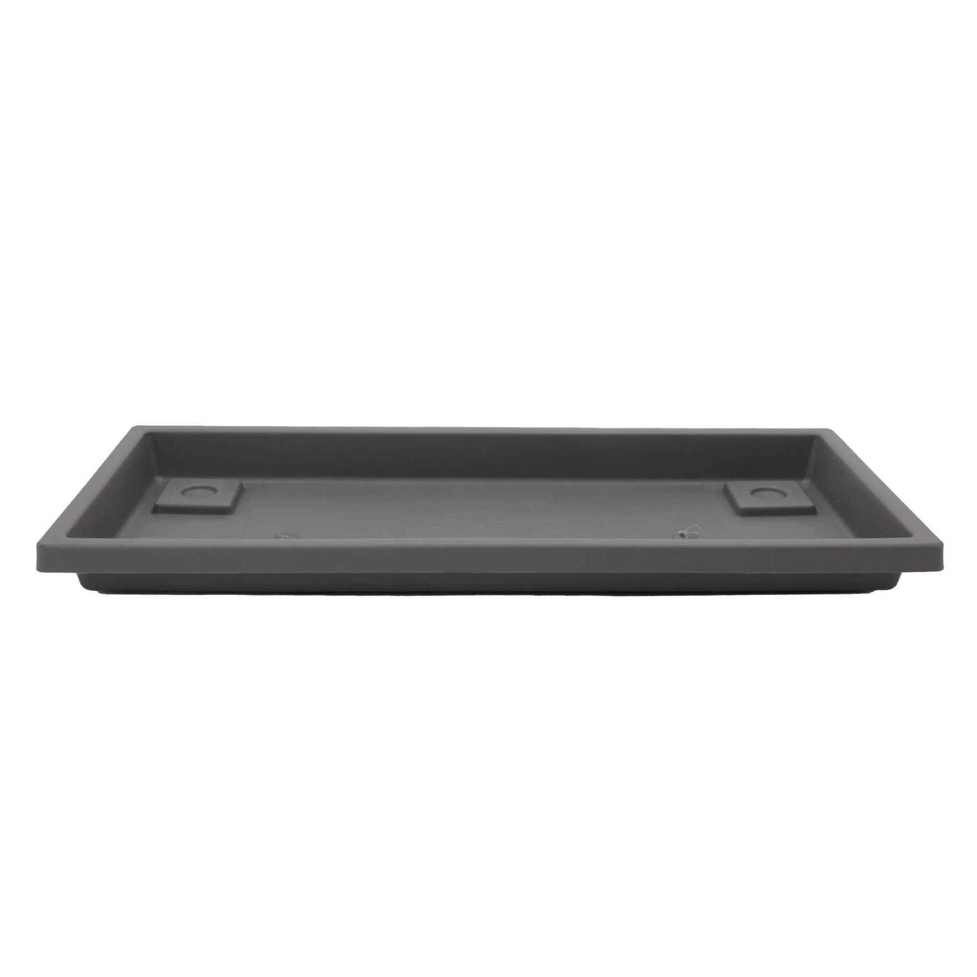 The HC Companies Venetian Rectangular Plant Tray, Plastic Drip Saucer, Warm Gray