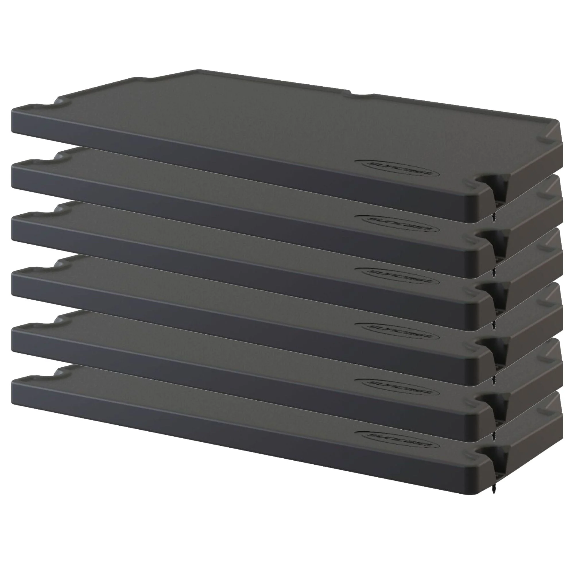 Suncast 6 Pack Vertical Shed Shelf Space Saving Wall Mount Outdoor Storage Black