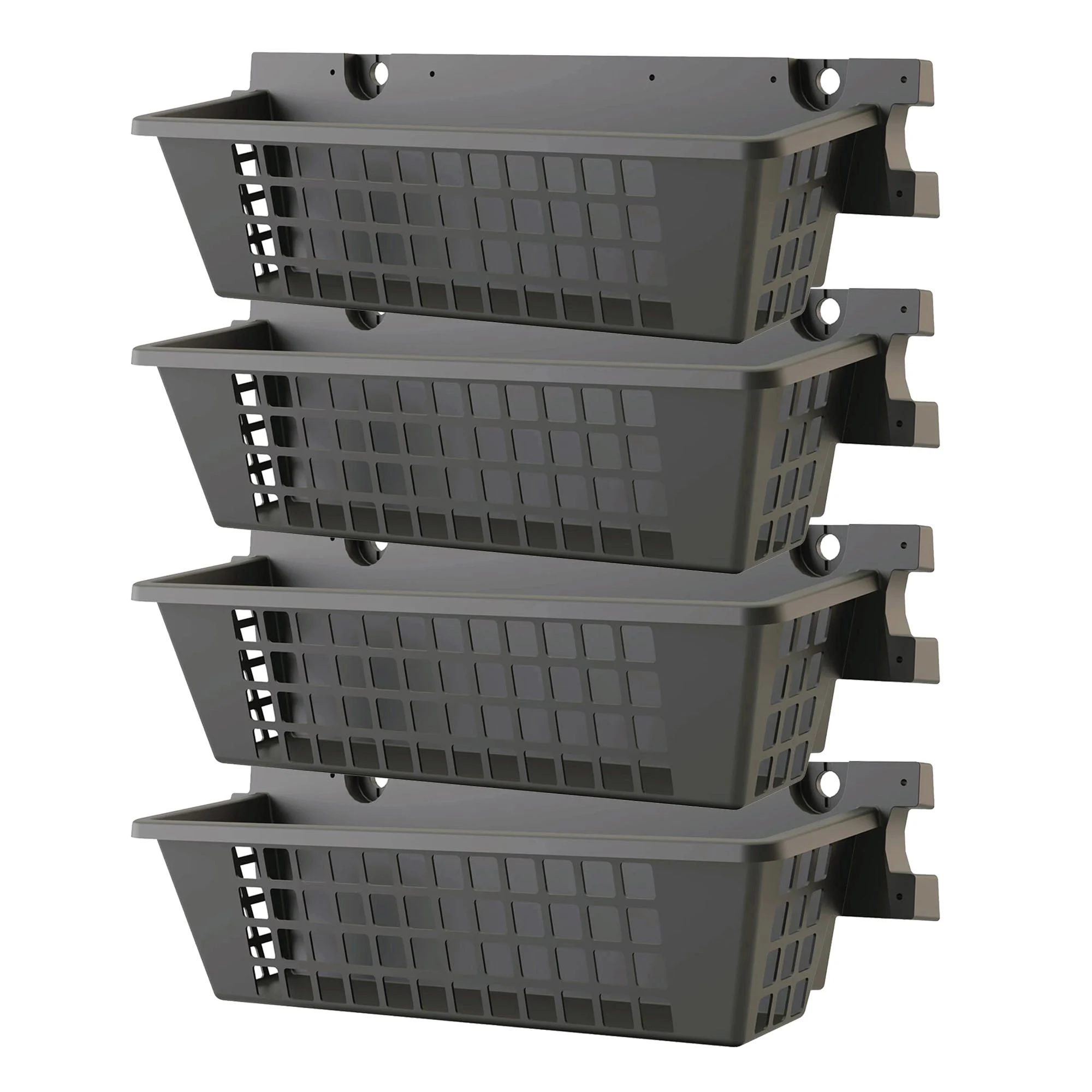 Suncast 4 Pack 25 x 7.25 Inch Resin Basket Accessory for Outdoor Shed, Black