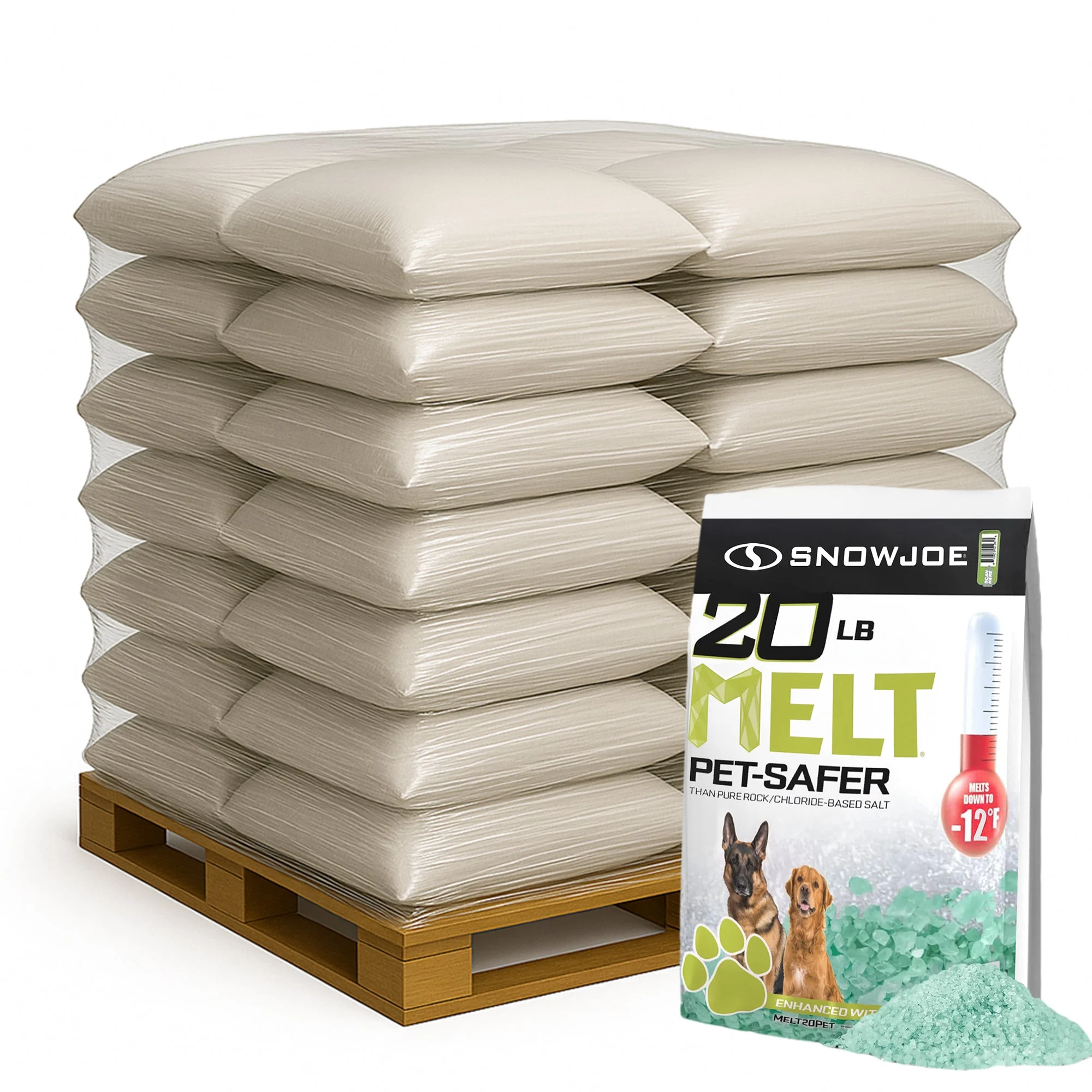 Snow Joe Pet-Safer Ice Melt Blend, Safe for Concrete/Sidewalks, 20 lb, 100 Pack