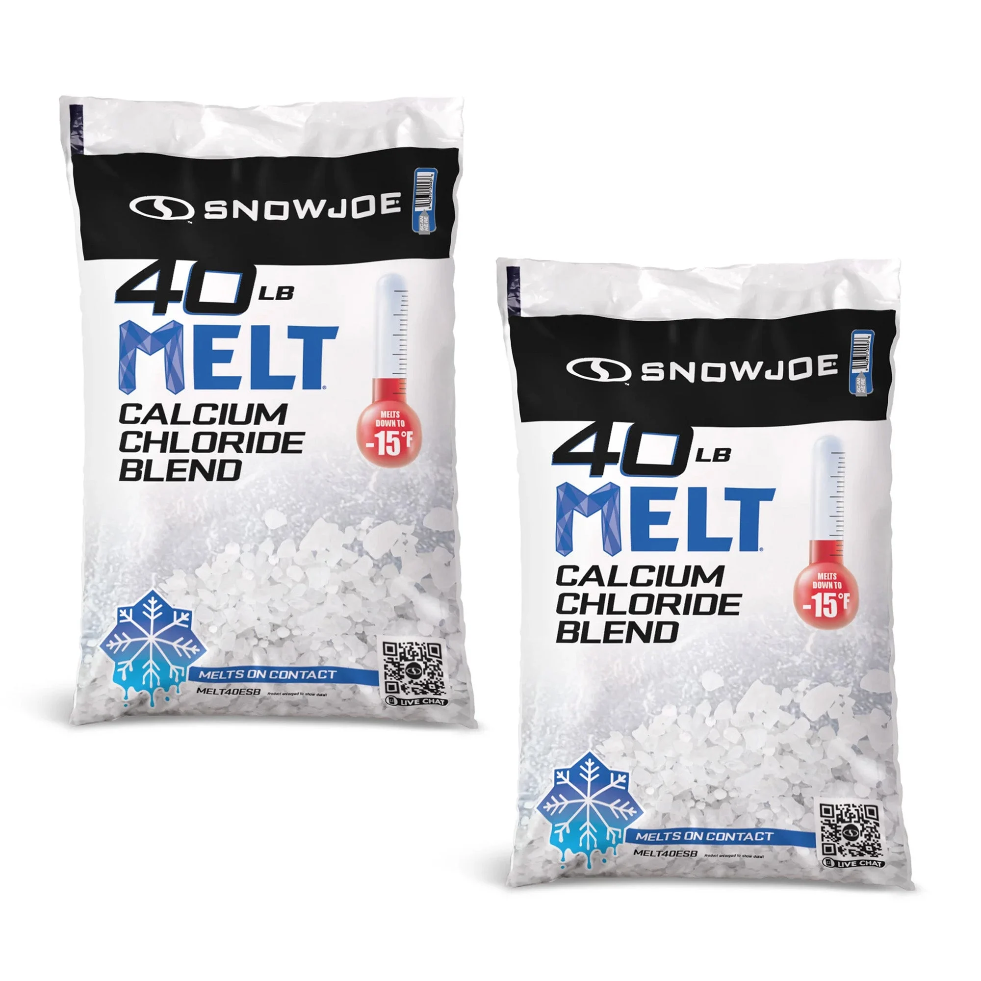 Snow Joe 2 Pack Calcium Chloride Deicer & Snow Removal, 40 Pound Bag, MELT40ESB