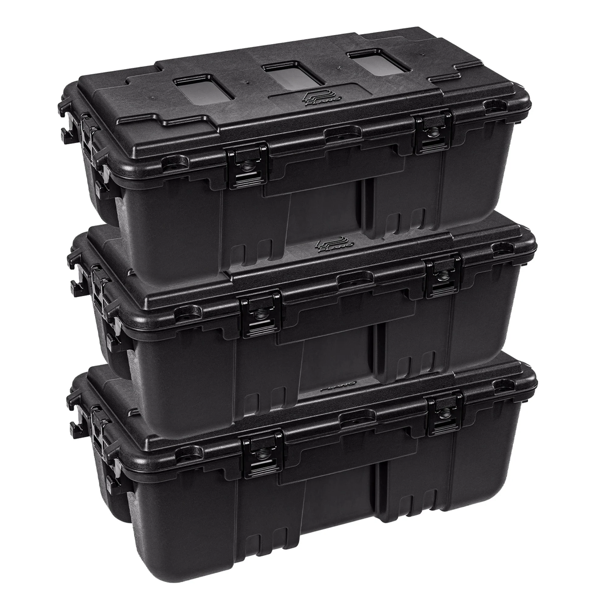 Plano 3 Pack Large Sportsman's Trunk for Outdoor Gear & Tools with Wheels, Black