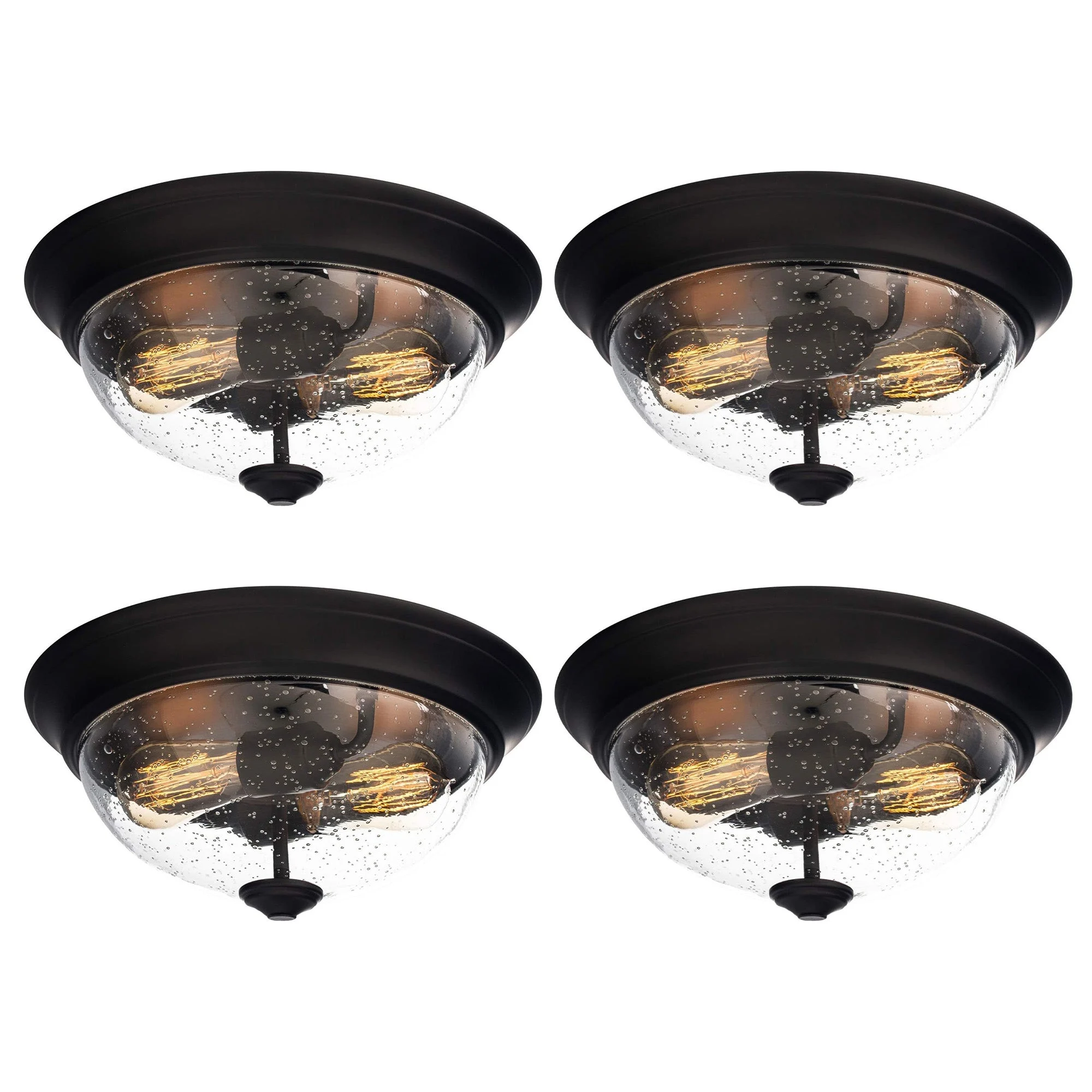 Prominence Home 4 Pack 13” Flush Mount Indoor Ceiling Light, Madalyn, Bronze