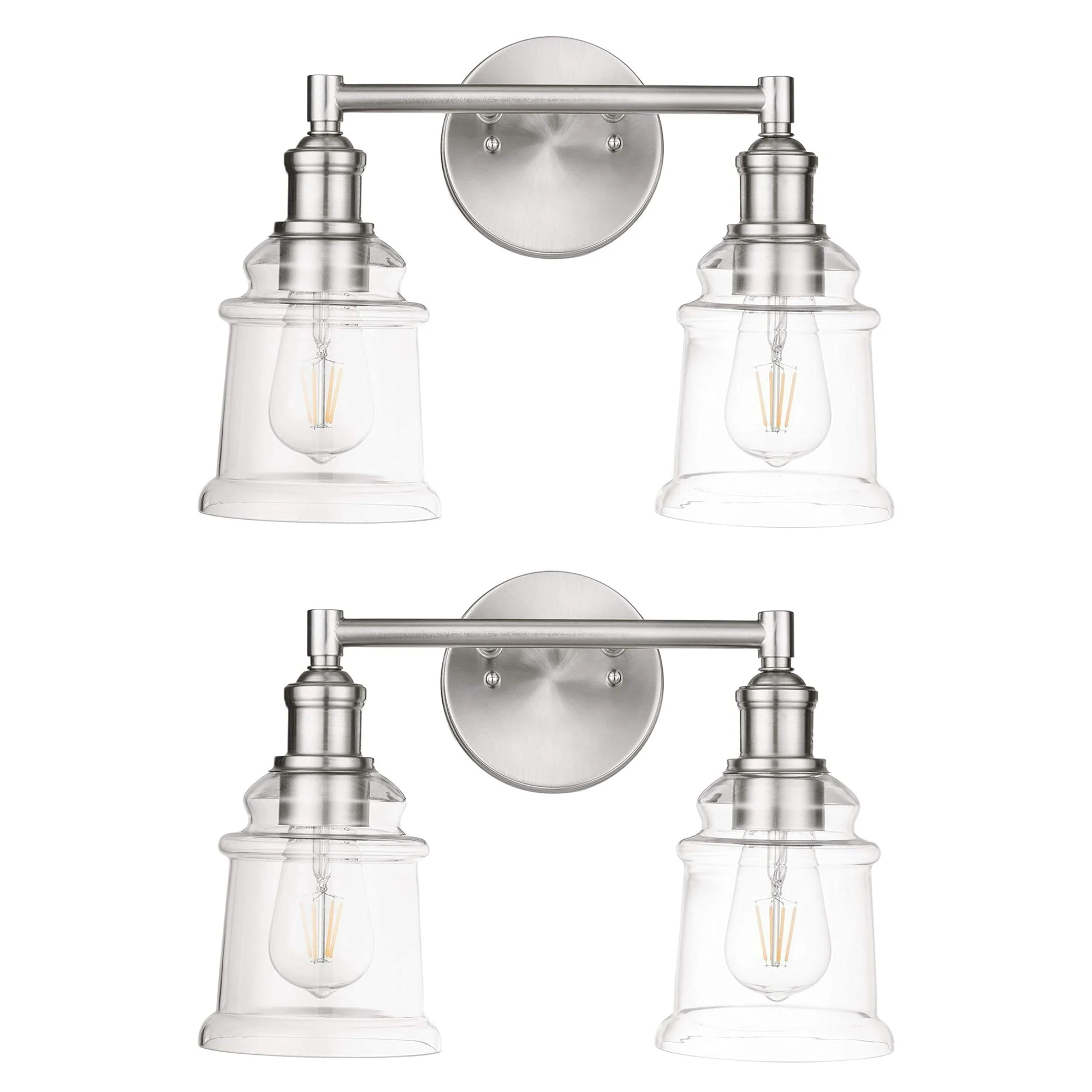 Prominence Home 2 Pack Eaton Ridge 2 Light Industrial Bathroom Vanity, Nickel