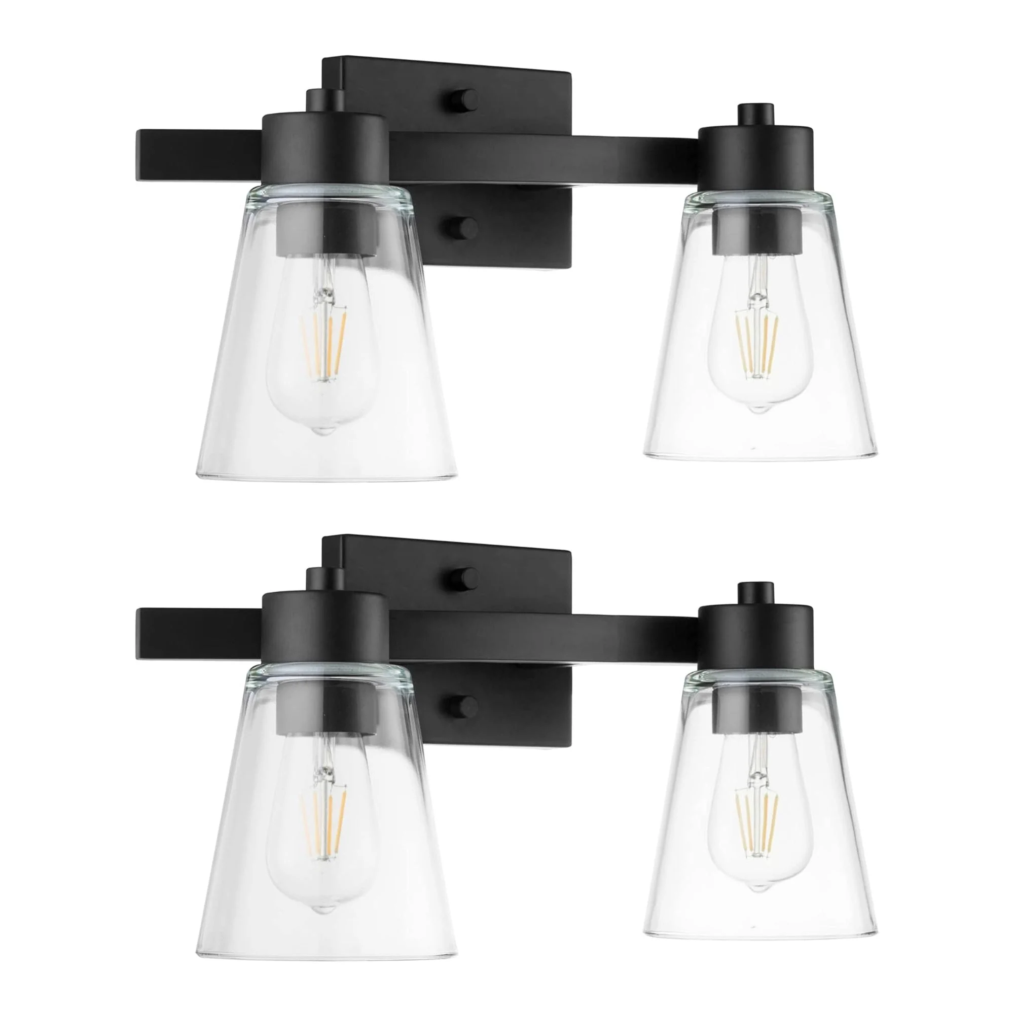 Prominence Home 2 Pack Fairendale 2 Light Bathroom Wall Vanity Light Matte Black