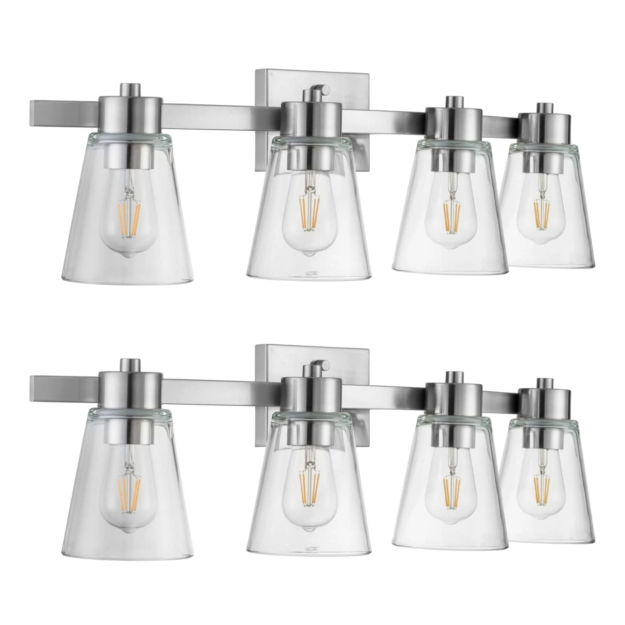 Prominence Home 2 Pack Fairendale 4 Light Bathroom Vanity Light, Brushed Nickel
