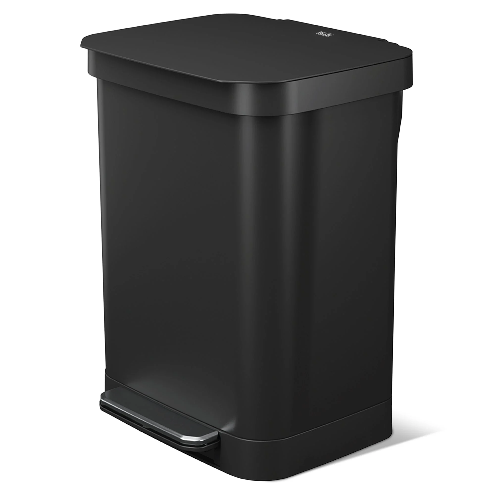 Glad Step Trash Can, Series 2 Soft Close Bin with Odor Protection, 13 Gal, Black