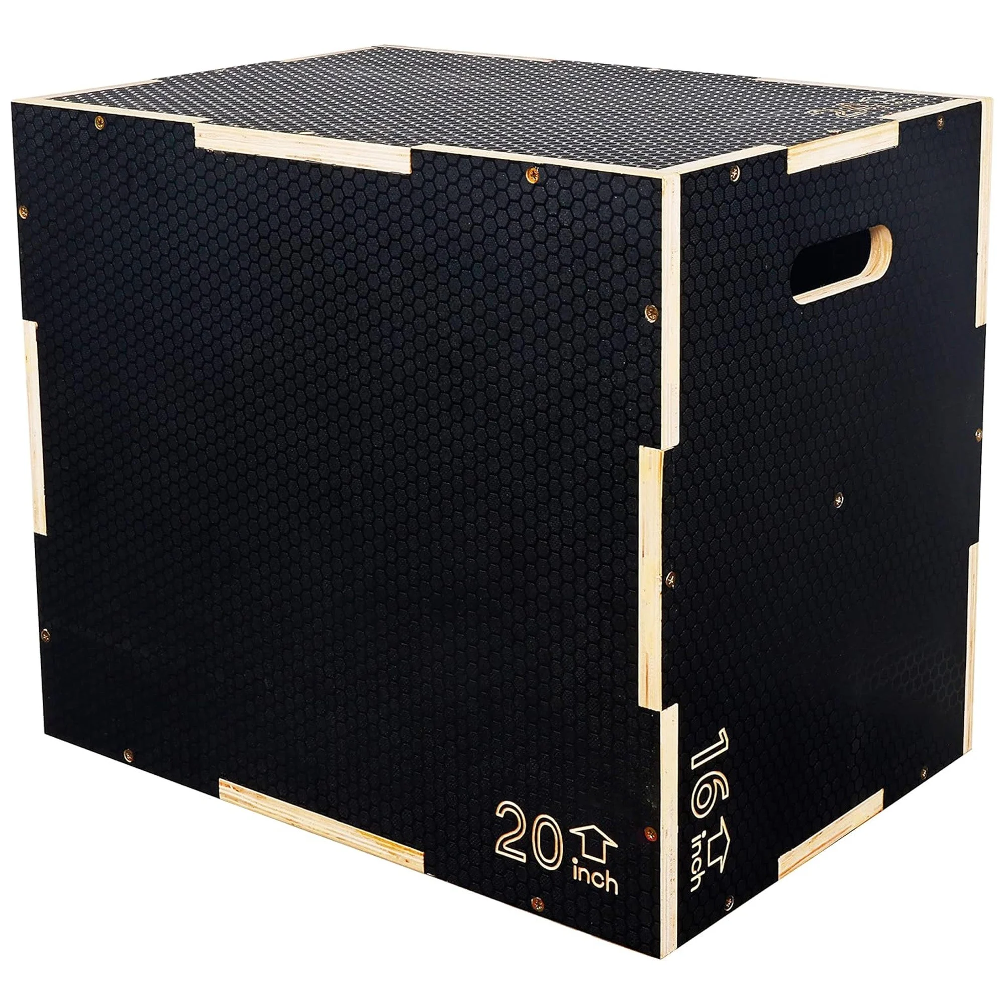Fitvids 24" x 20" x 16" Wooden Plyometric Box Non-Slip Jump Platform, Black