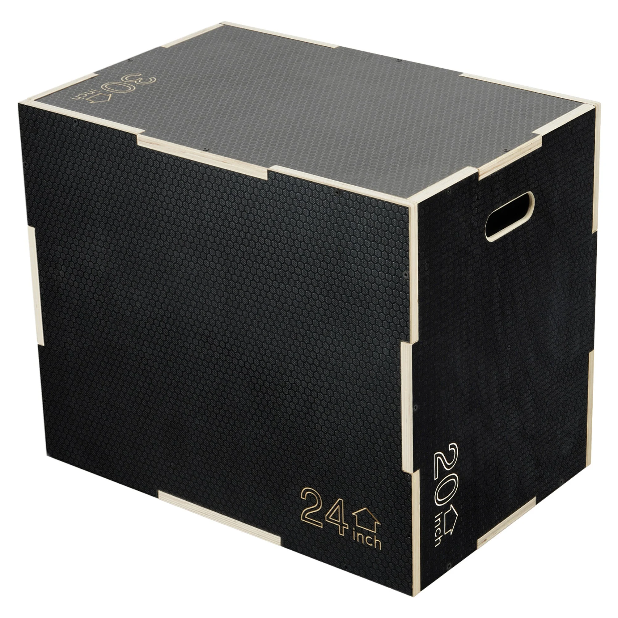 Fitvids 30" x 24" x 20" Wooden Plyometric Box Non-Slip Jump Platform, Black