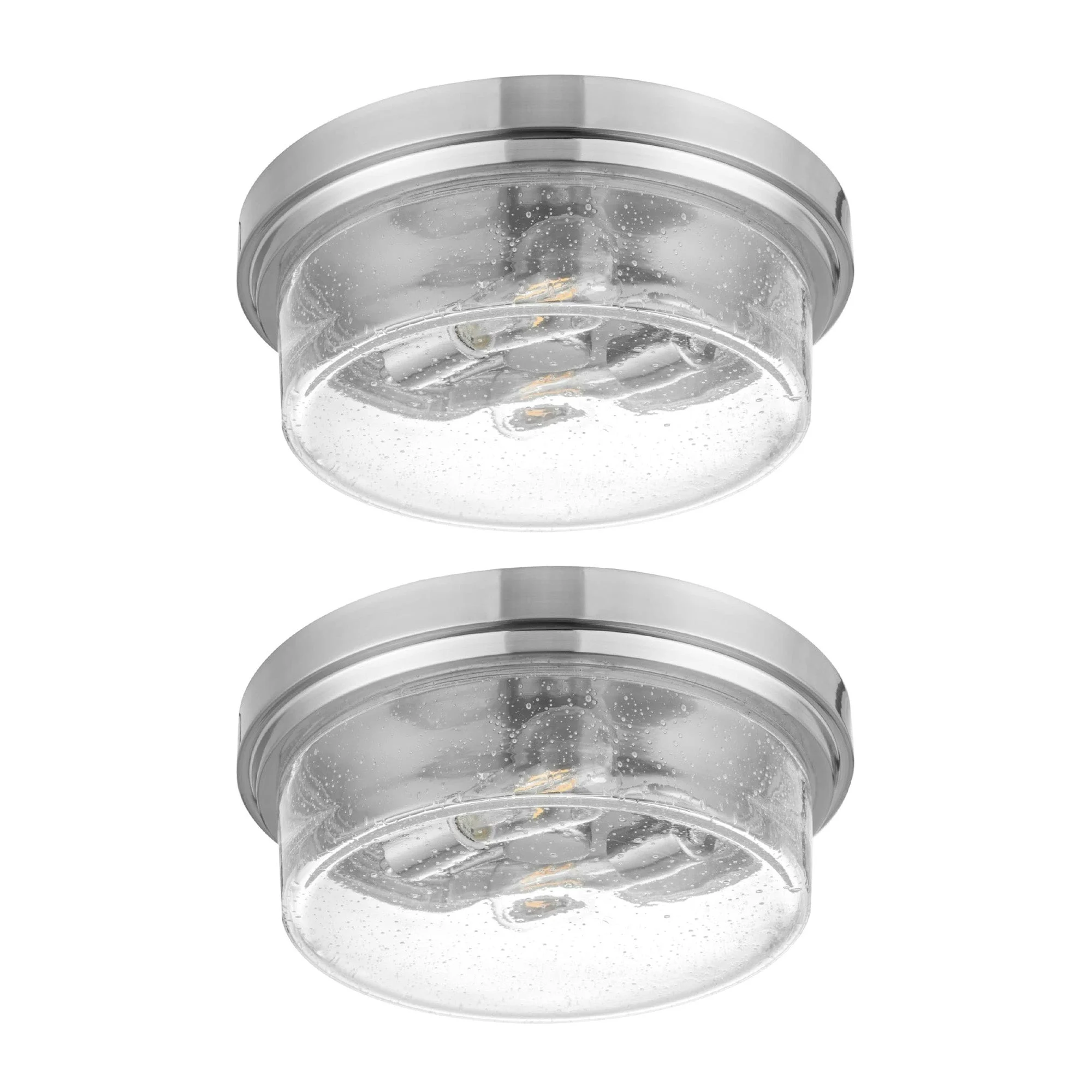 Prominence Home 2 Pack Madalyn 13" Ceiling Light, Seeded Drum Glass, Bronze