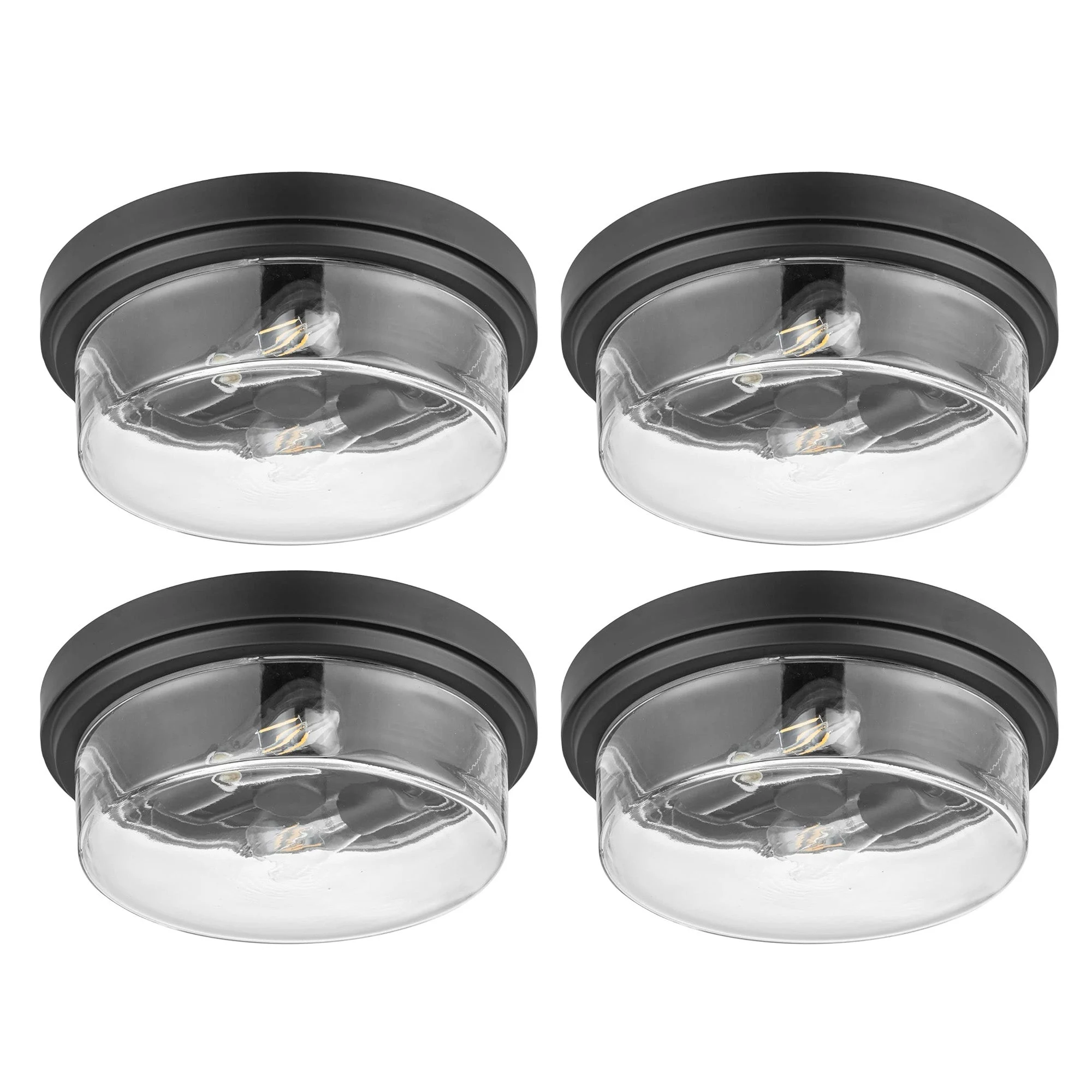 Prominence Home 4 Pack Madalyn 13" Ceiling Light, Clear Drum Glass, Bronze
