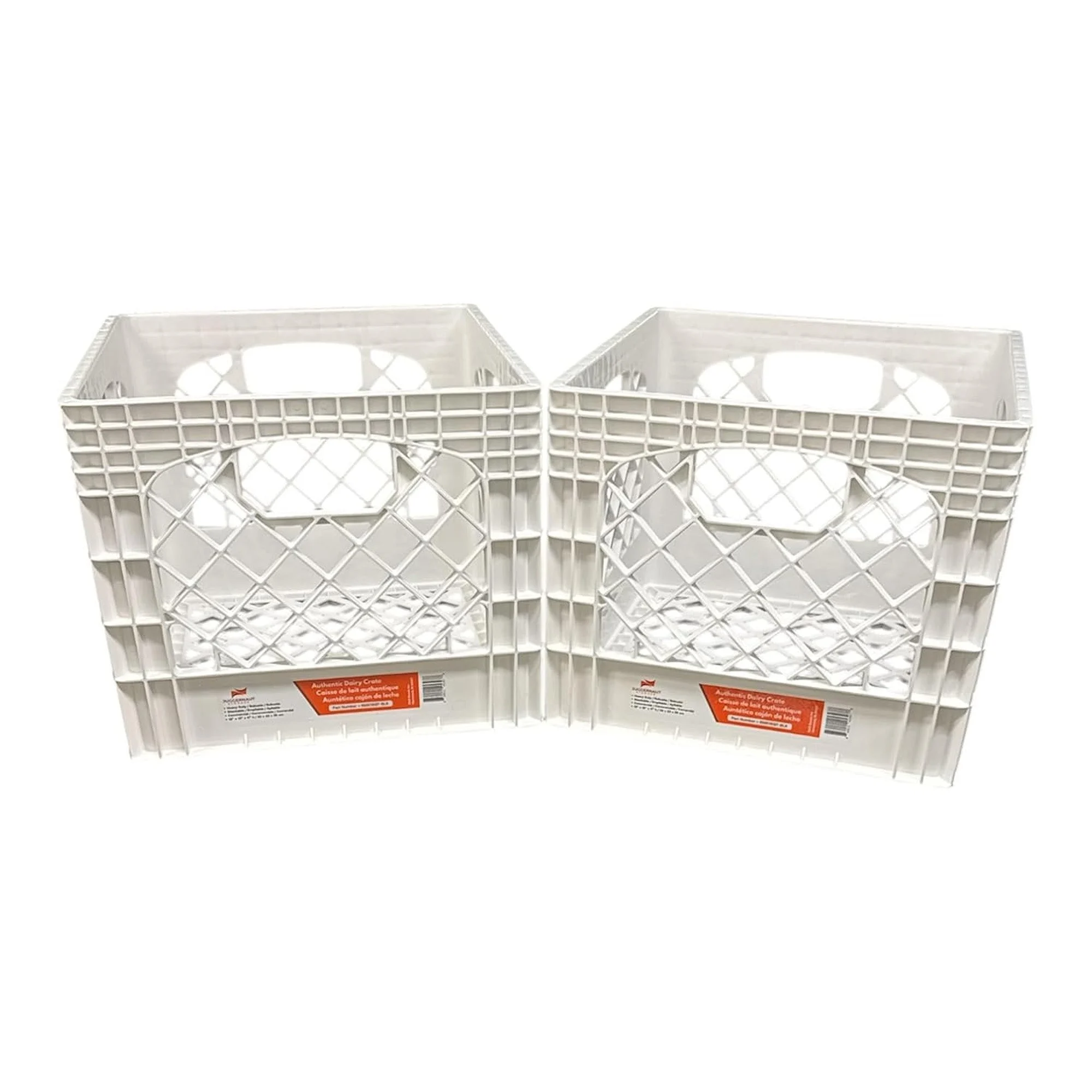Juggernaut 18 Qt Storage Milk Crates Plastic Stackable Containers, White, 2 Pack