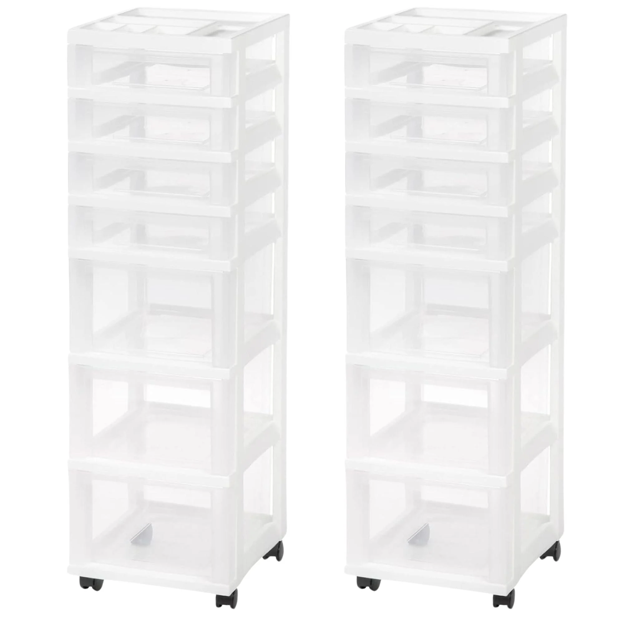 IRIS USA 7-Drawer Plastic Storage Cart with Wheels for Craft and Office, White