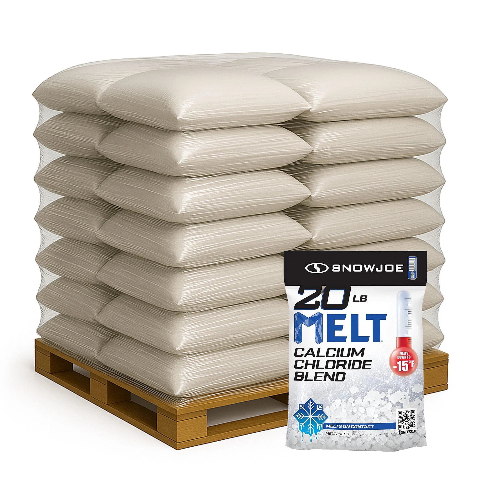 Snow Joe 100 Pack Calcium Chloride Ice Melt Snow Removal, 20 Lb, Blue, MELT20ESB