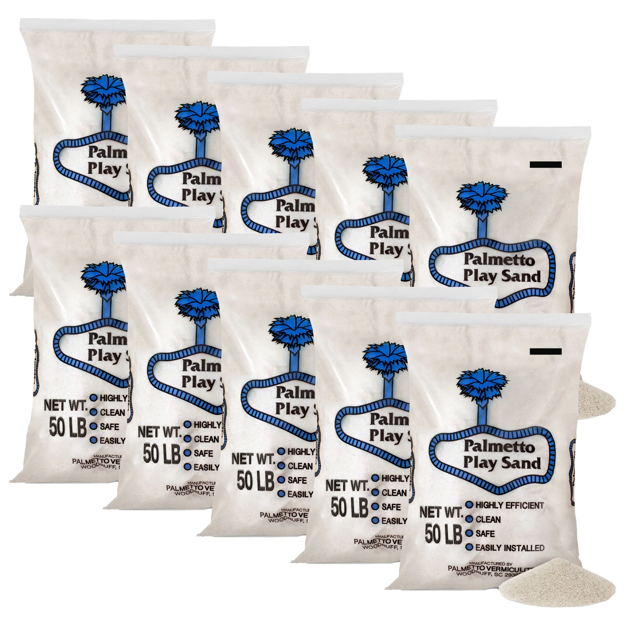 Palmetto 10 Pack Natural Play Sand for Sand Box, Play Areas, Home, 50 LB, Creme