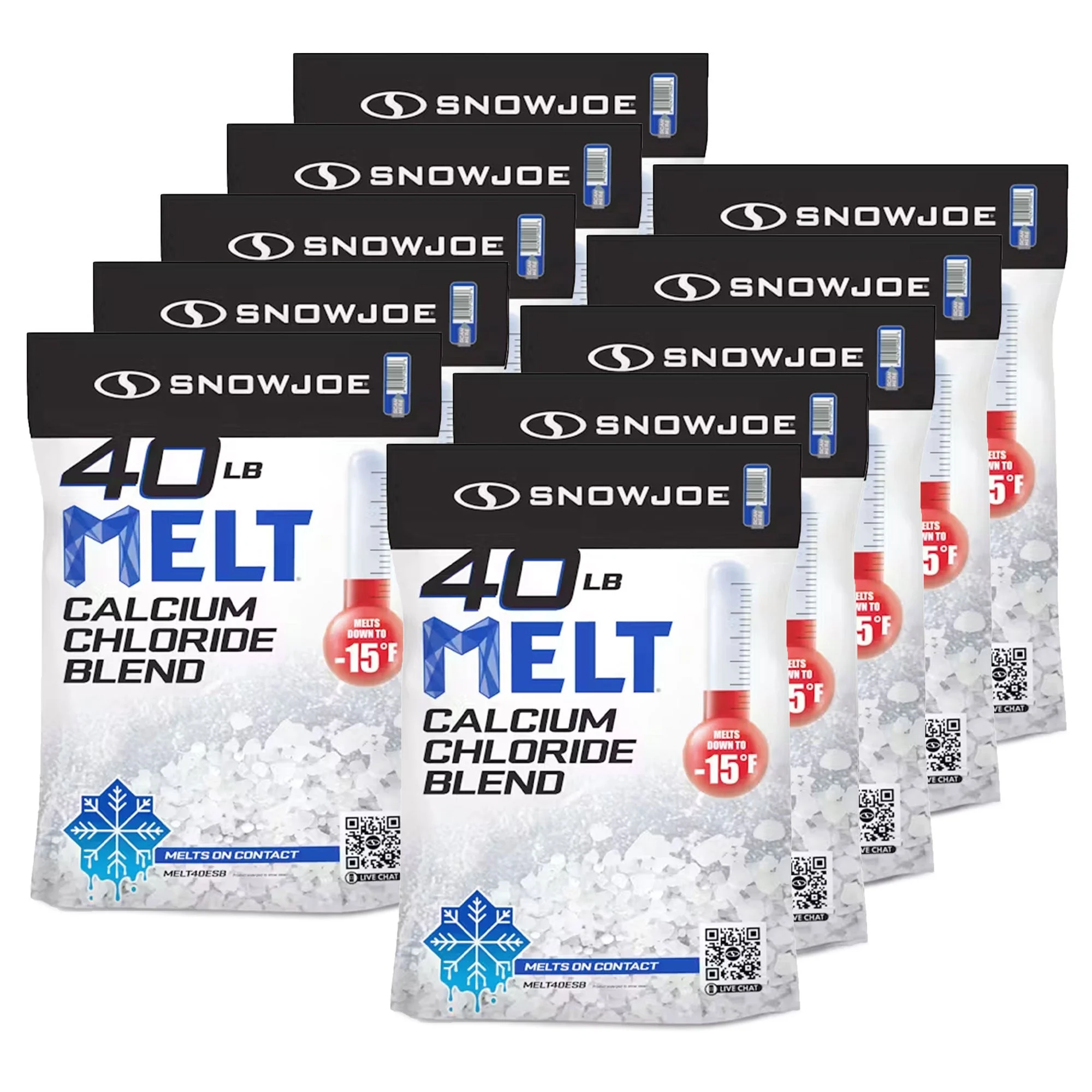 Snow Joe 10 Pack Calcium Chloride Deicer & Snow Removal, 40 Pound Bag, MELT40ESB