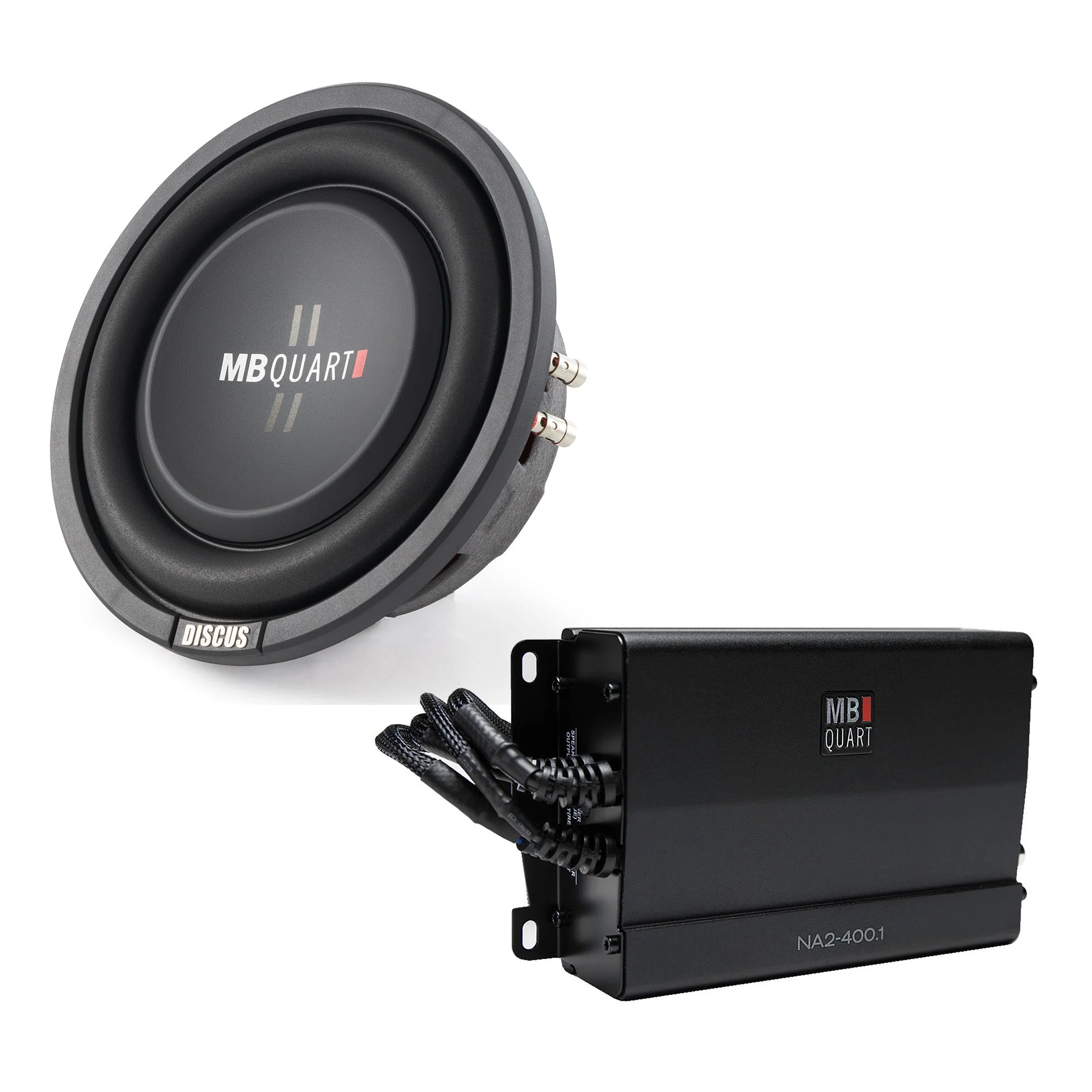 MB Quart 8” Shallow Car Sub Single Speaker & Marine Powersports Nautic Amplifier