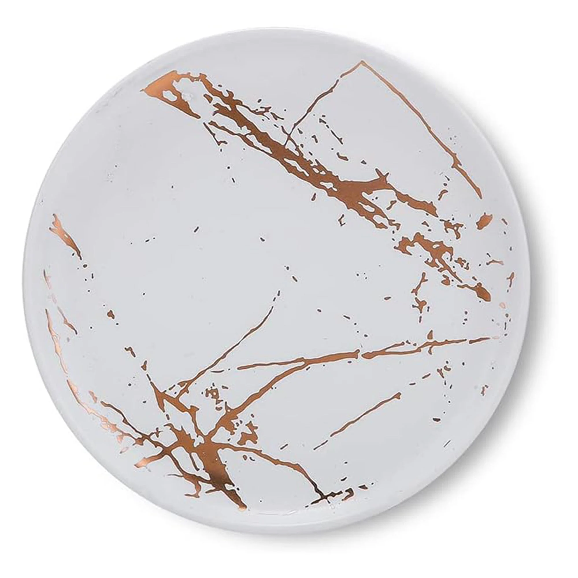 Stone Lain Zora Porcelain 4 Piece Salad Dinner Plate Set, Serving Dishes, White